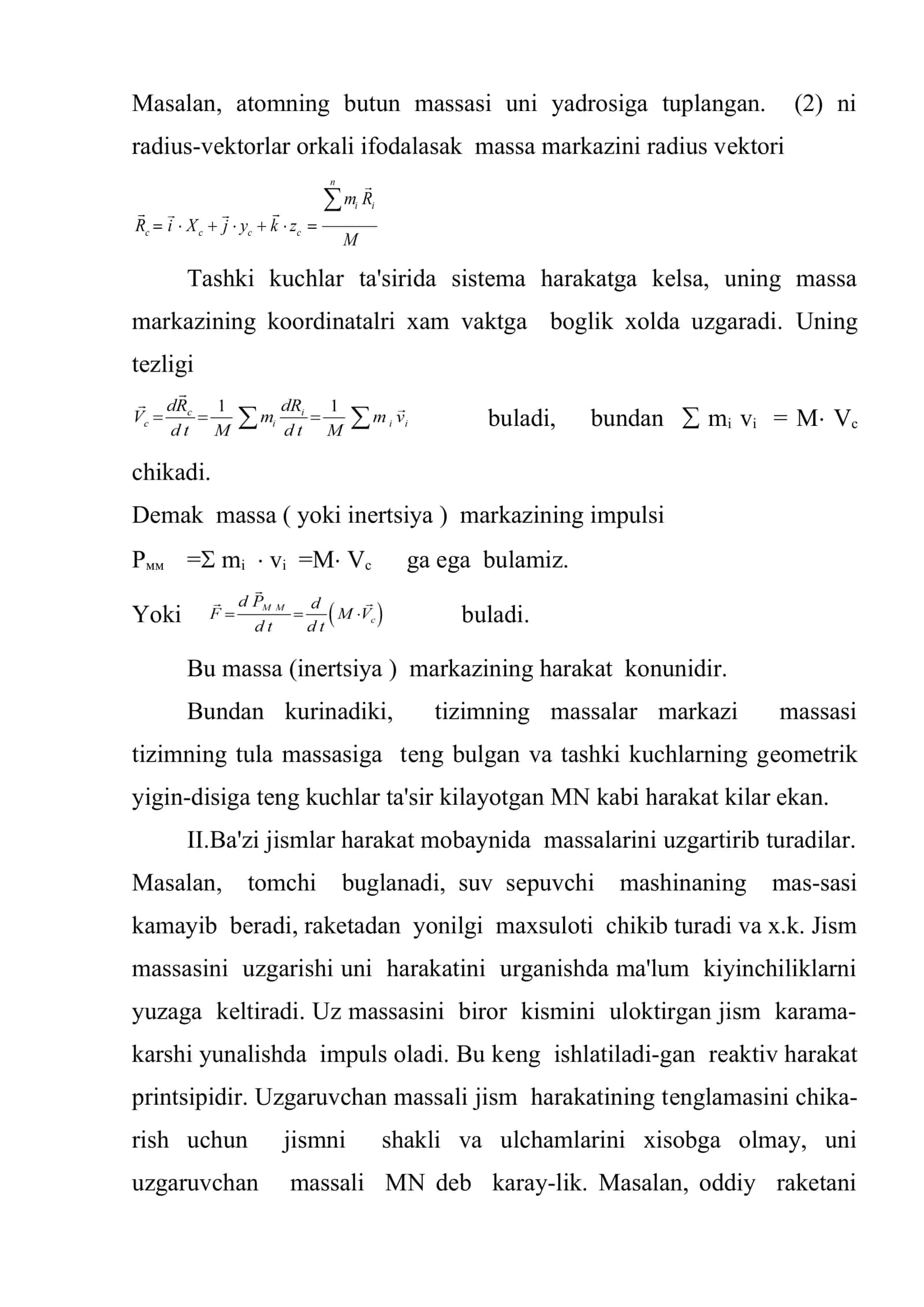 Moddiy nuqtalar tizimining dinamikasi 3