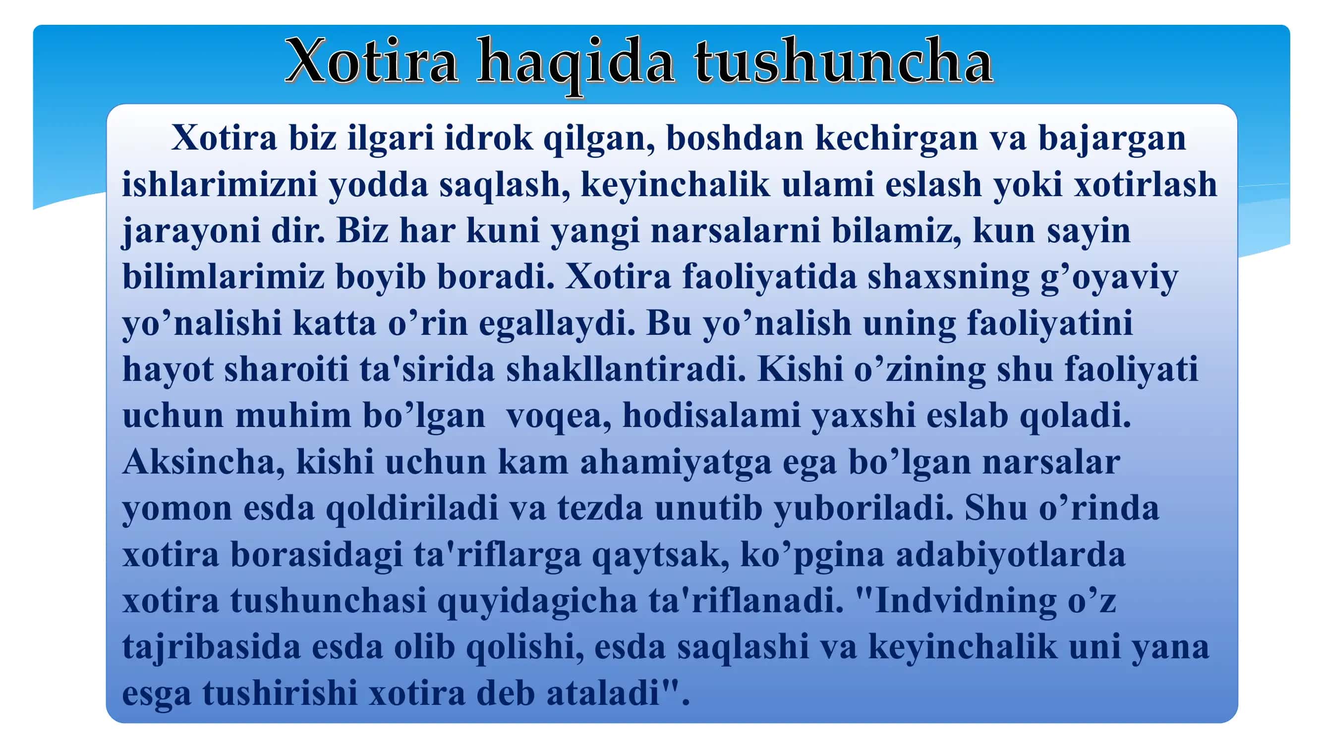 Xotira turlari va uning jarayonlari 3