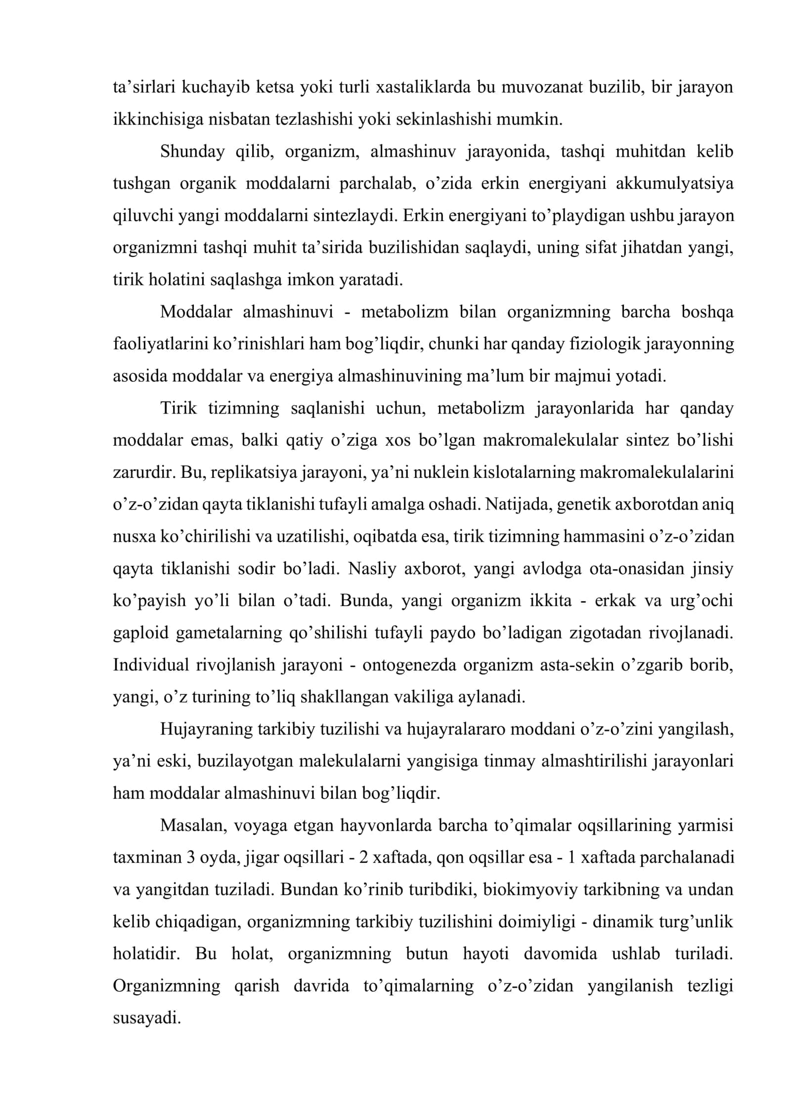 Organizm, tashqi va ichki muhit, gomeostaz 3