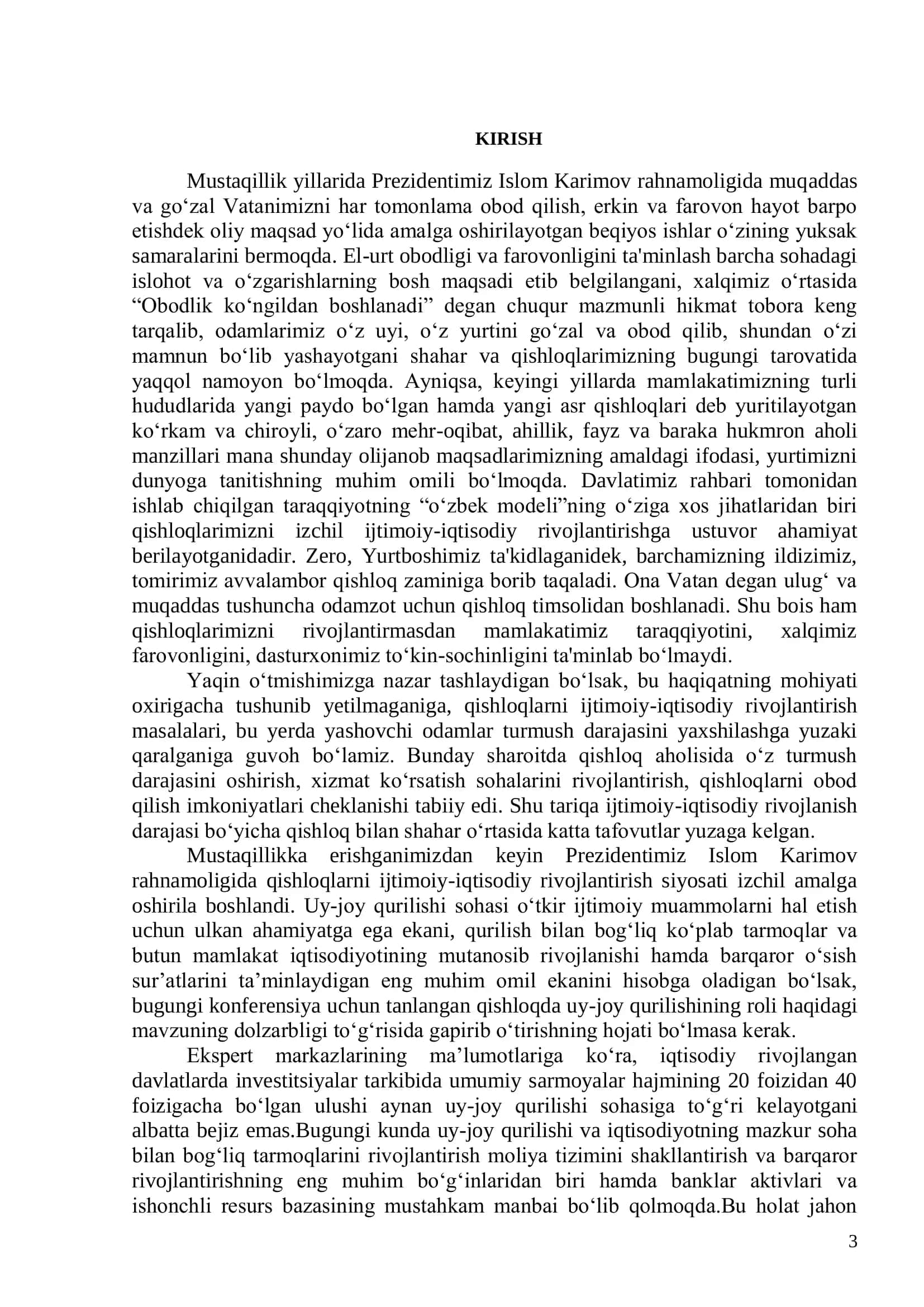 Aholini zamonaviy uy-joy bilan ta’minlashda banklarda ipoteka kreditlarining qishloq aholisi xayotidagi axamiyati 3