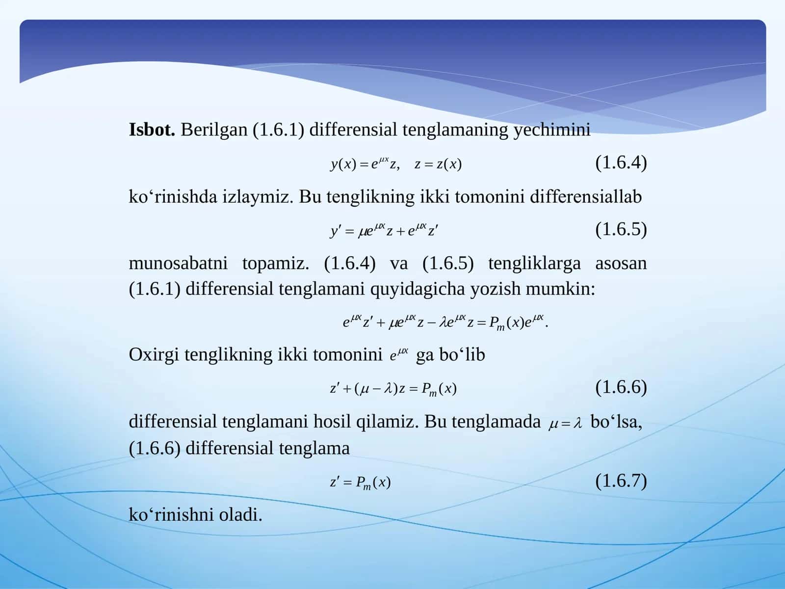 Noma’lum koeffitsiyentlar usuli 3