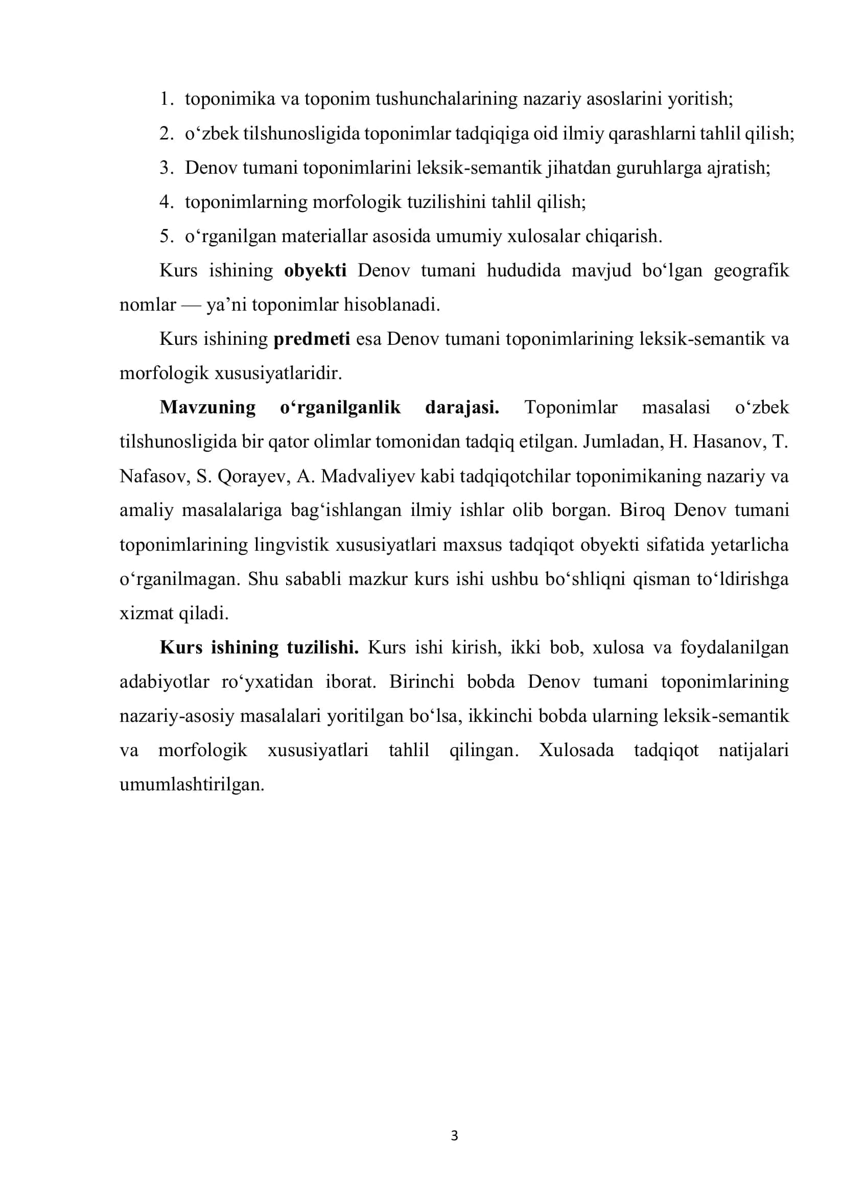 DENOV TUMANI TOPONIMLARINING LISONIY XUSUSIYATLARI” 3