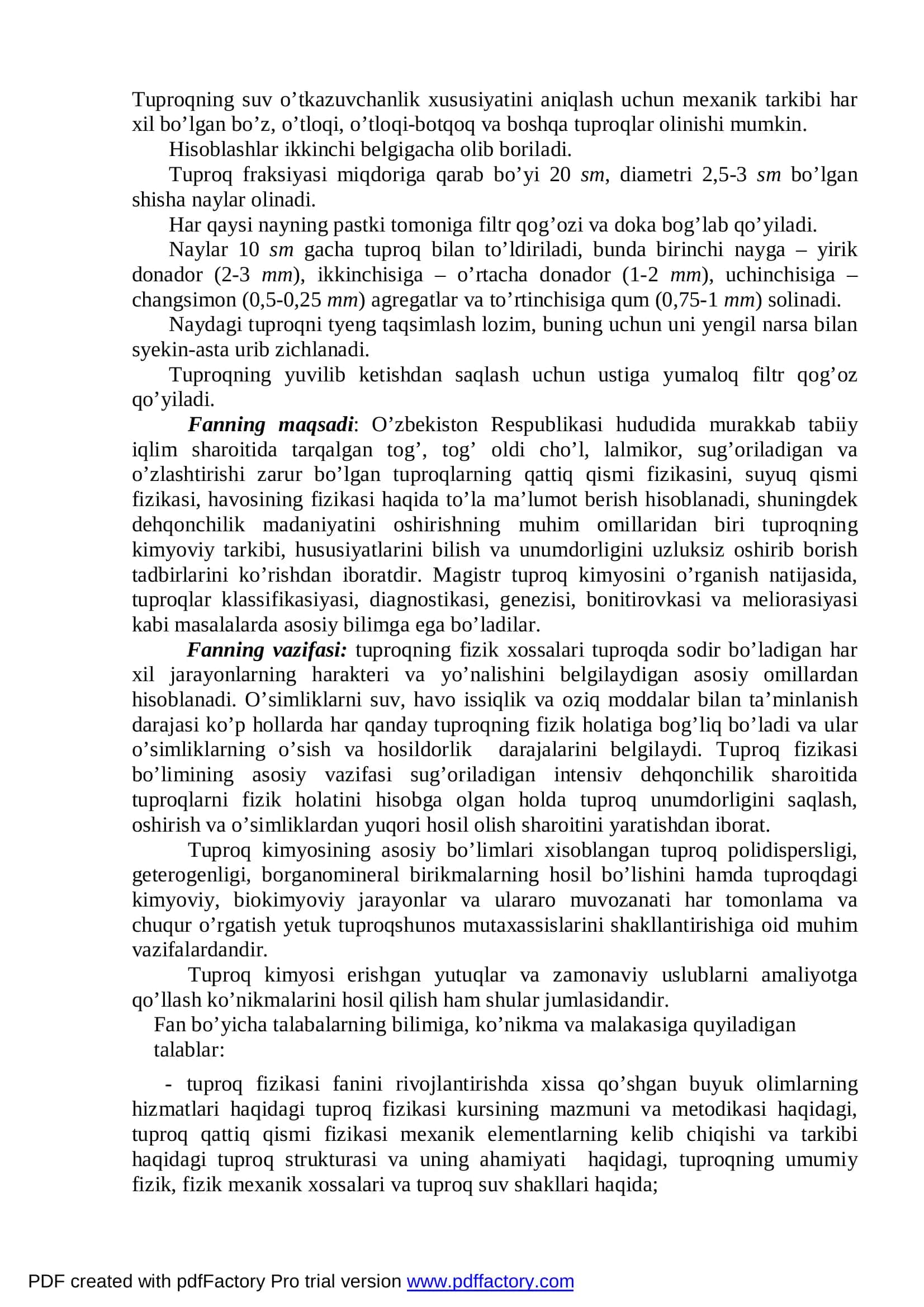 Tuproqning suv o’tkazuvchanligini aniqlash 3