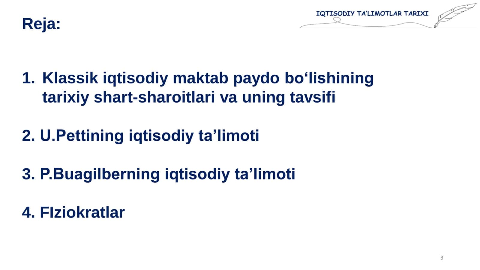 IQTISODIY TA’LIMOTLAR TARIXI FANI 3