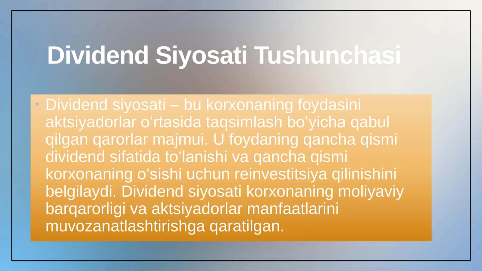 Korxona dividend siyosati 3