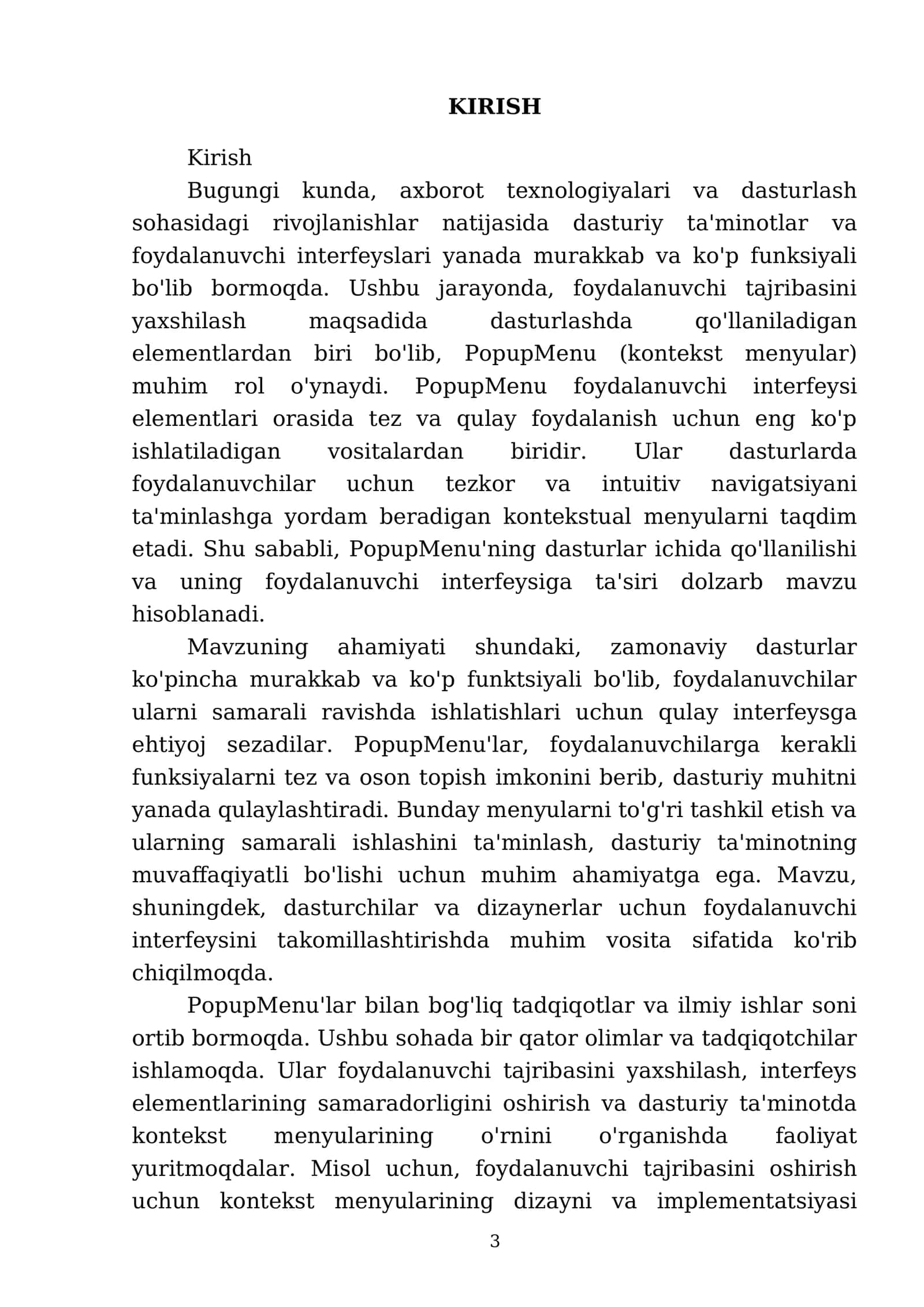PopupMenu (kontekst menyular) bilanamaliy dasturlar ishlab chiqish 3