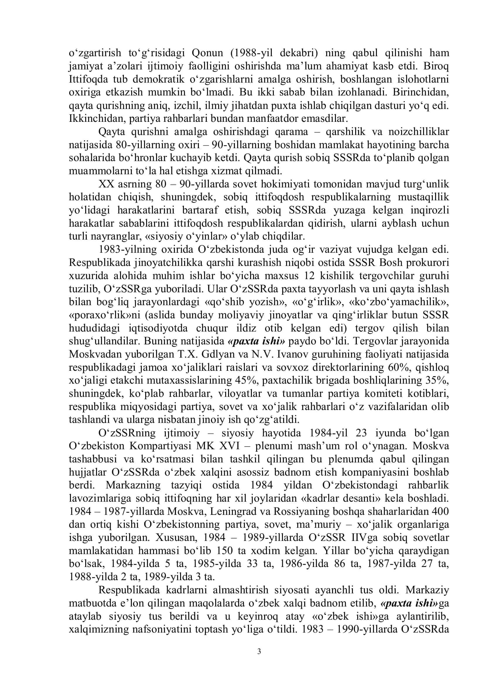 Mustaqillikka erishish arafasida O‘zbekistondagi ijtimaioy-siyosiy jarayonlar 3
