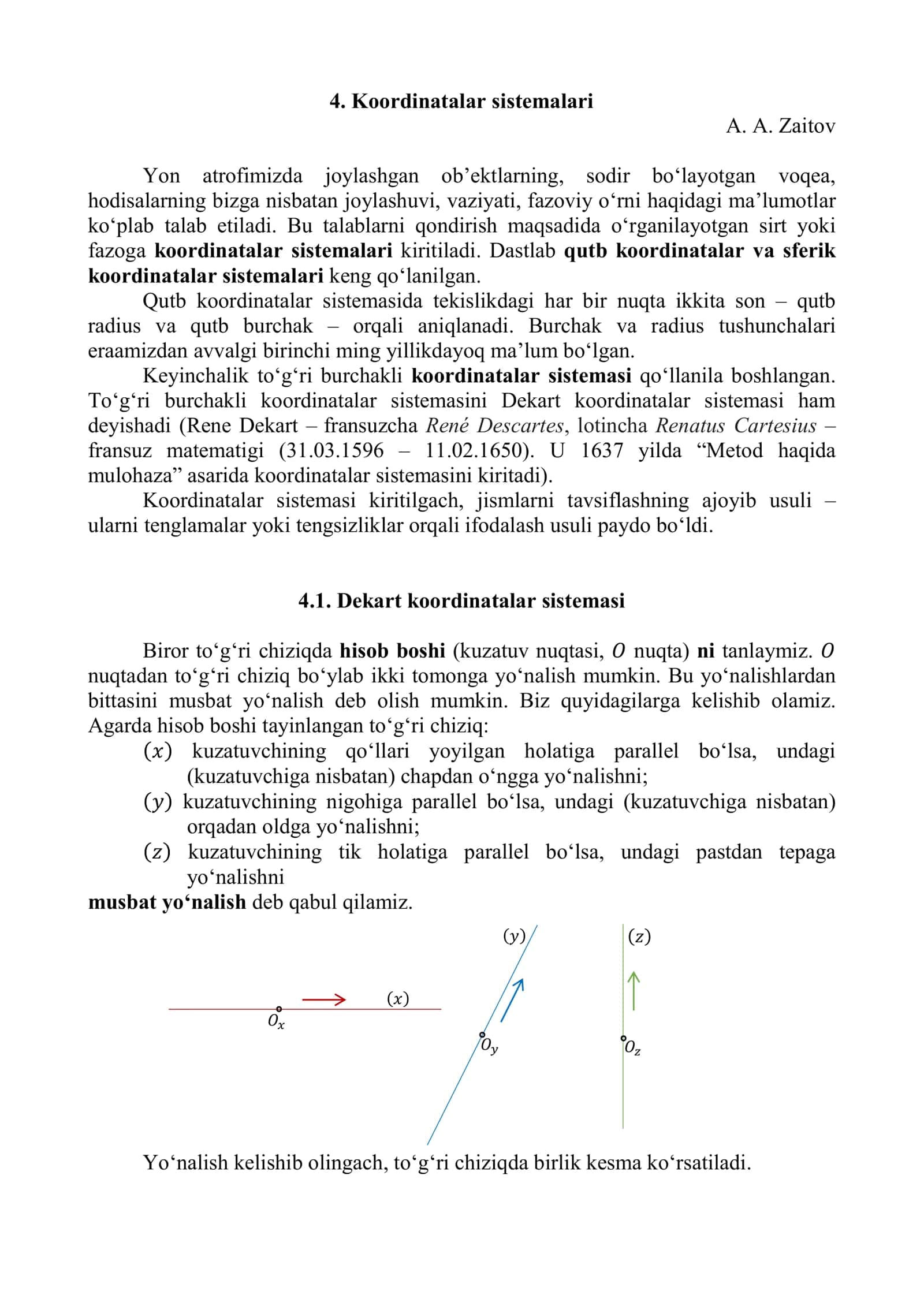 Koordinatalar sistemalariga oid masalalar I 3