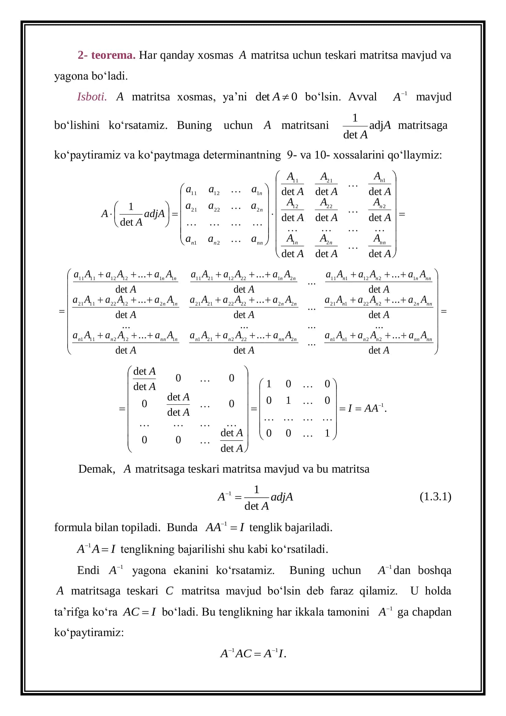 MATRITSA USTIDA ALMASHTIRISHLAR 3