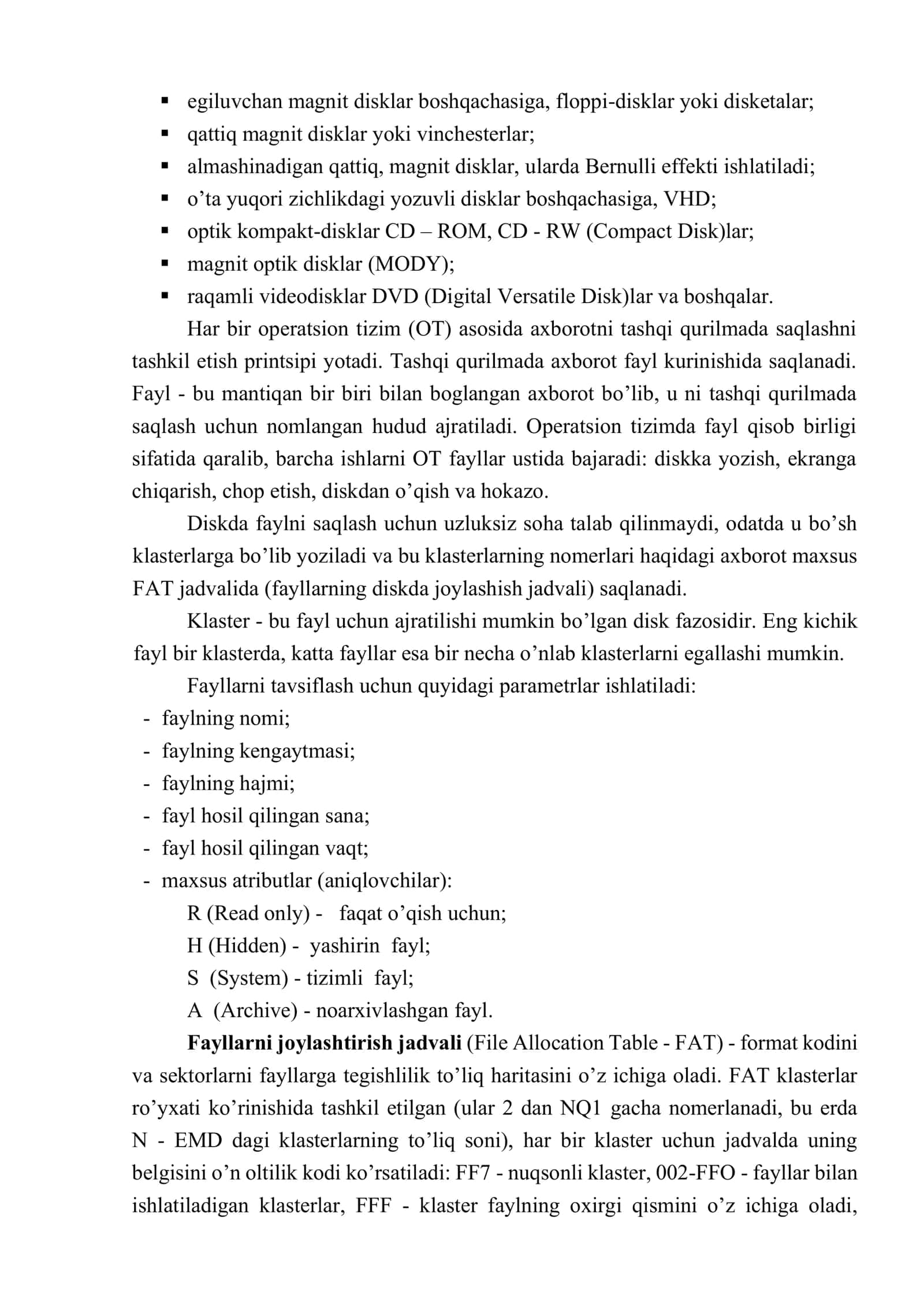 KOMP`YUTER TEXNIKASI ASOSLARI 3