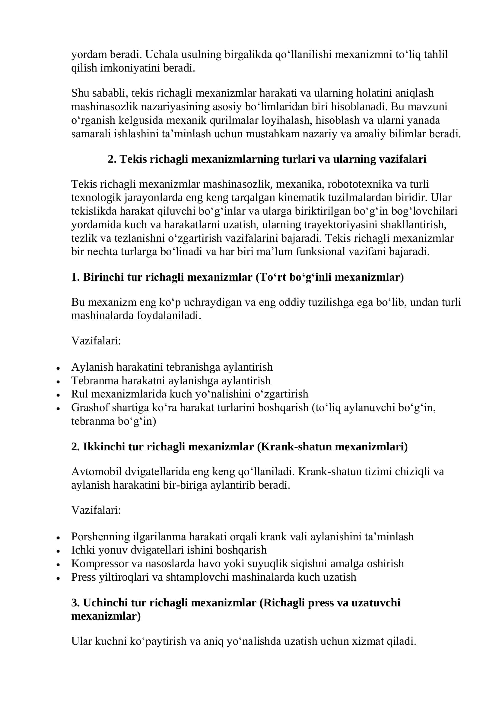 Tekis richagli mexanizmlarning holatlarini aniqlash 3