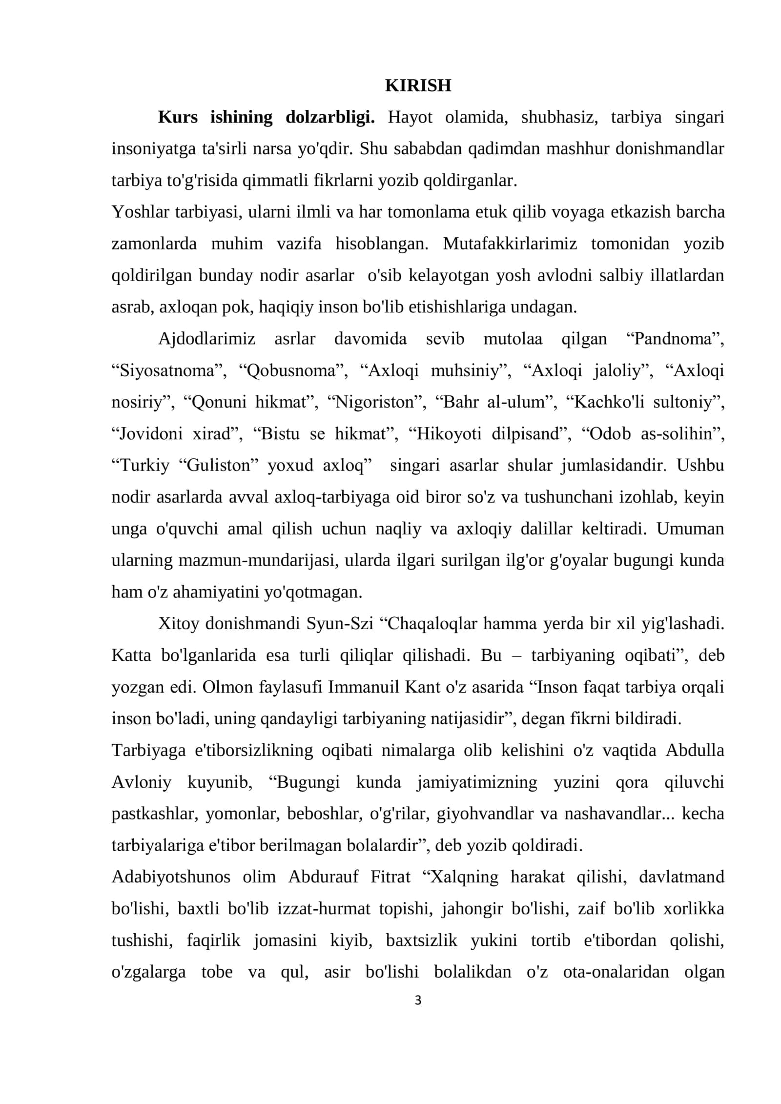 Abdulla Avloniyni "Turkiy Guliston Yoxud Axloq". Asarining Komil Inson Tarbiyasidagi O`rni 3