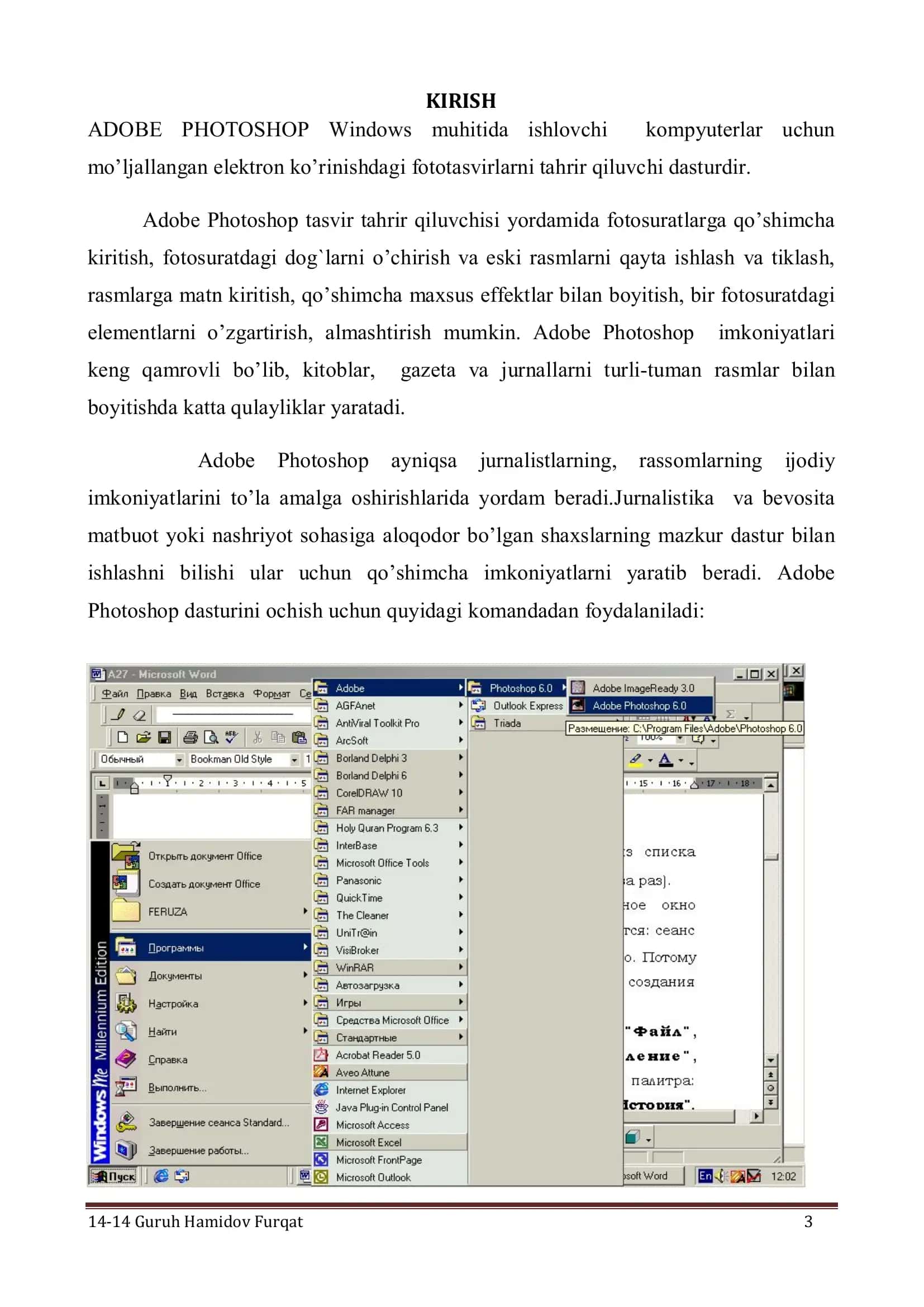 Adobe Photoshop: Ranglar palitrasi va qatlamlar bila ishlash 3
