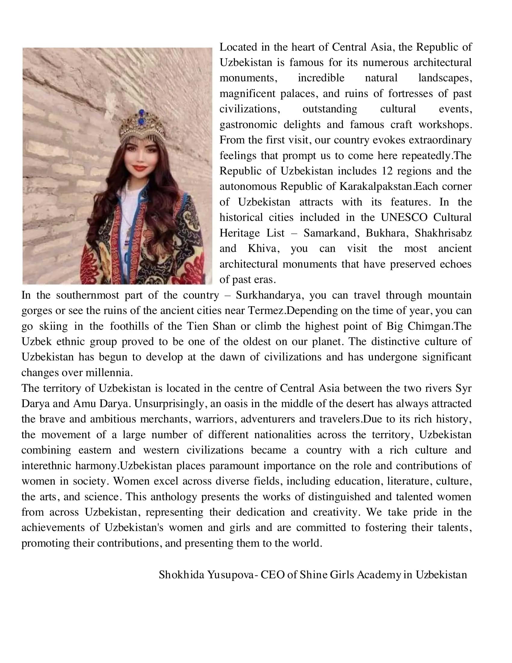 Uzbekistan’s Cultural Canvas: Stories, Poems and Articles by Young Women 3