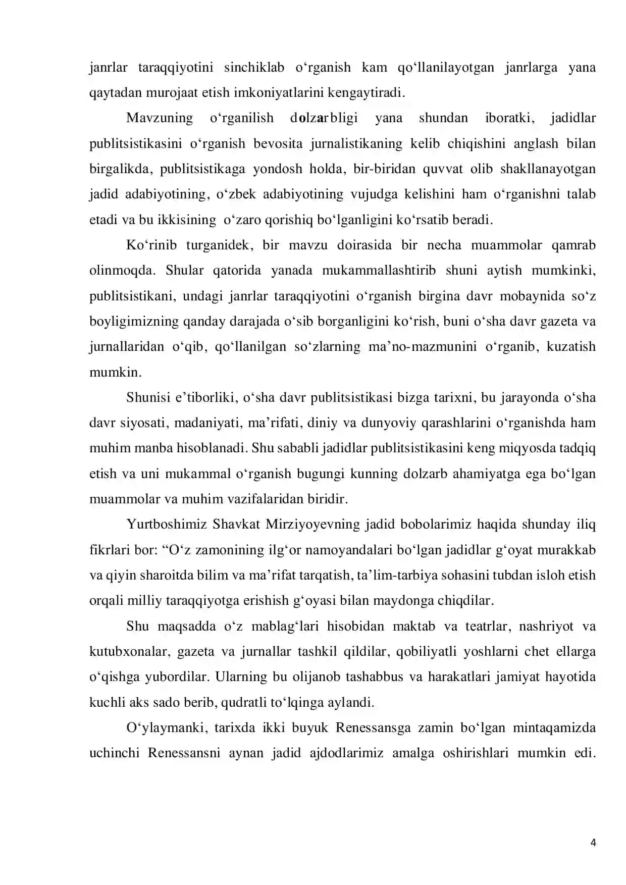 “JADIDLAR MATBUOTIDA PUBLITSISTIK BAHS(XX ASRNING DASTLABKI 20-YILLARI)” 3
