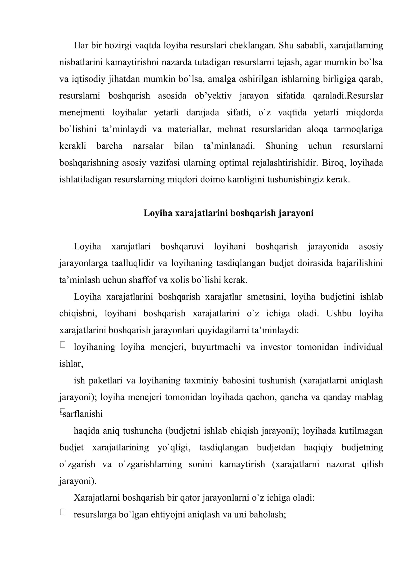 Loyiha xarajatlarini boshqarish 3