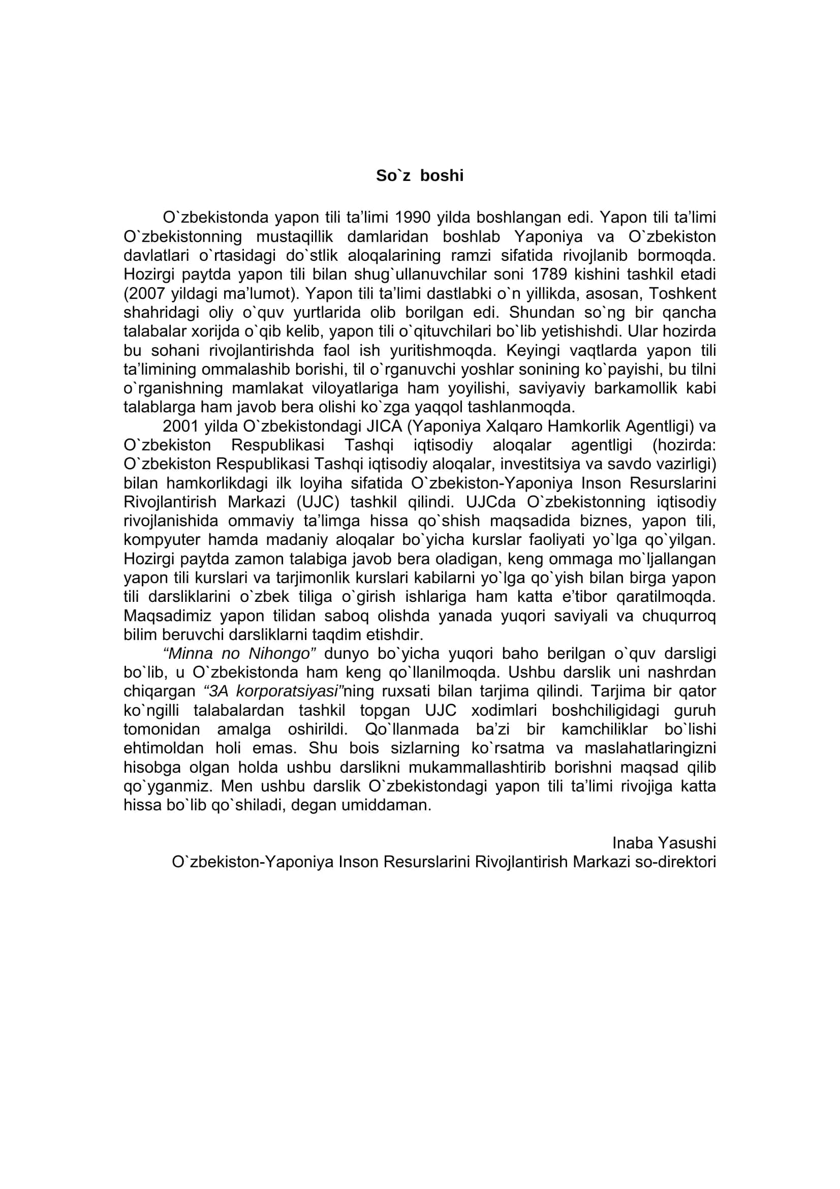 Yapon tili. Minnano nihongo 1 O'zbekcha 3