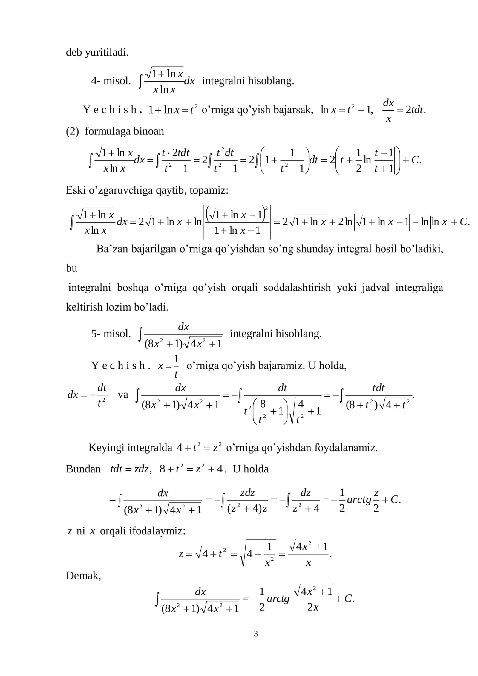 INTEGRALLASH METODLARI 3