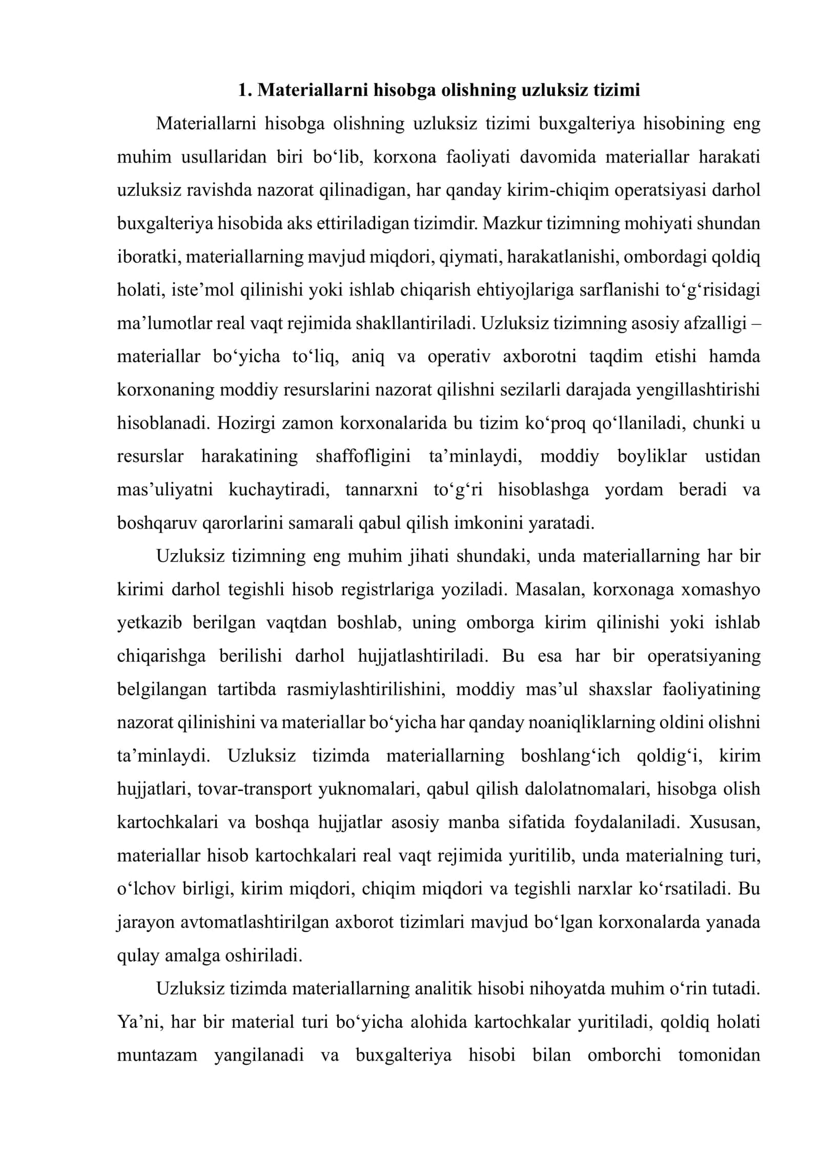 MATERIALLARNI HISOBGA OLISHNING UZLUKSIZ VA DAVRIY TIZIMI 3