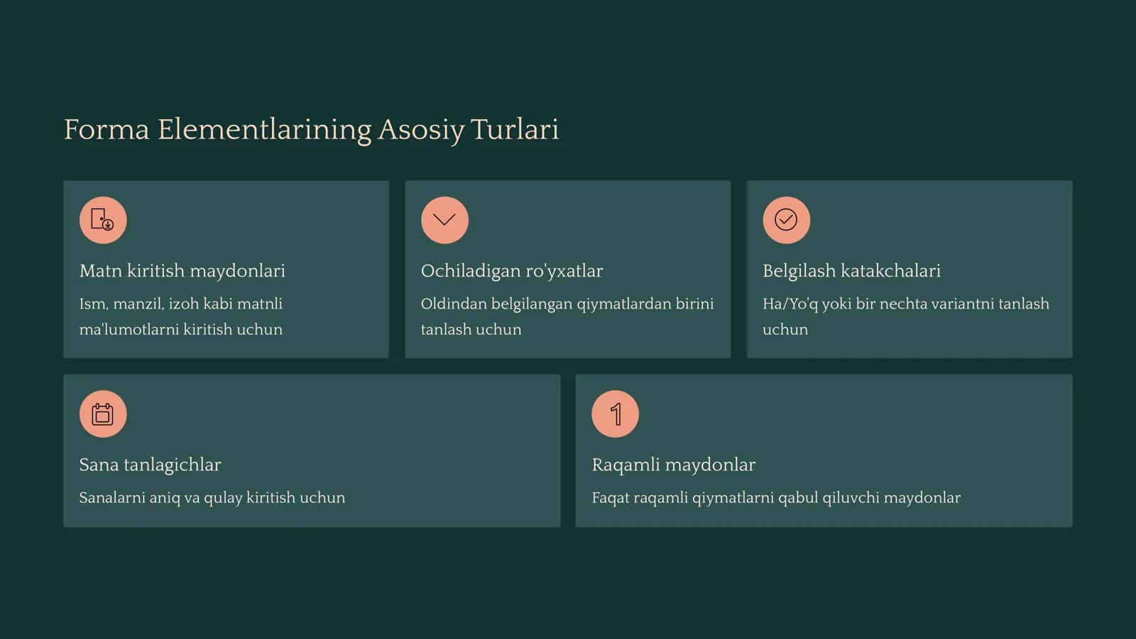 Ma'lumotlarni Kiritish uchun formalar yaratish 3