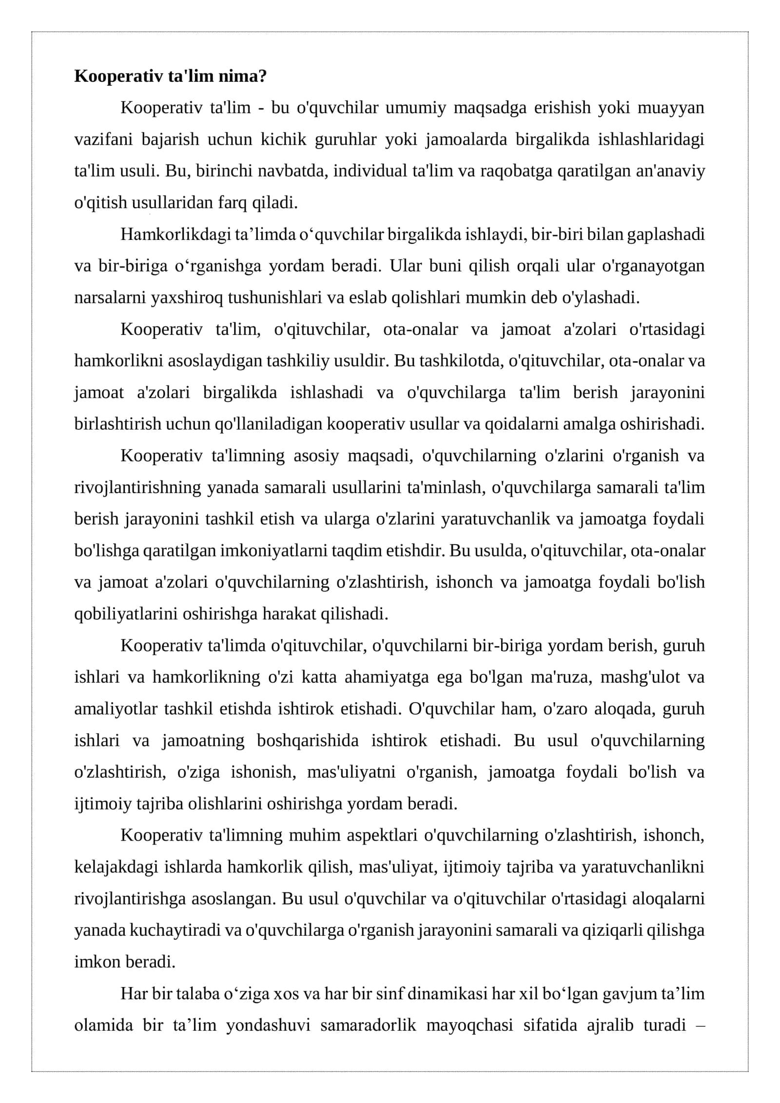 Kooperativ ta'lim slaid 3