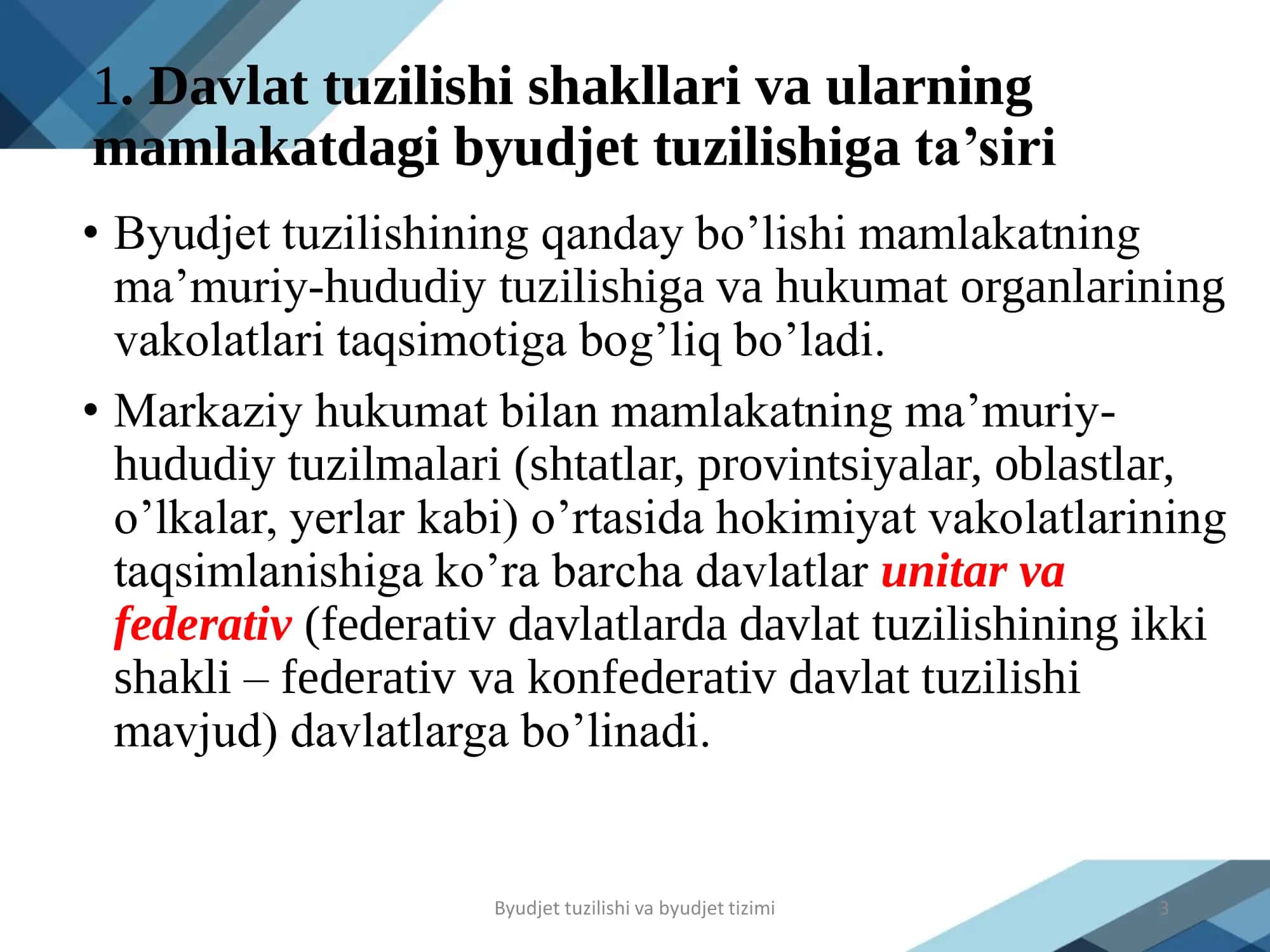 Byudjet tuzilishi va byudjet tizimi 3