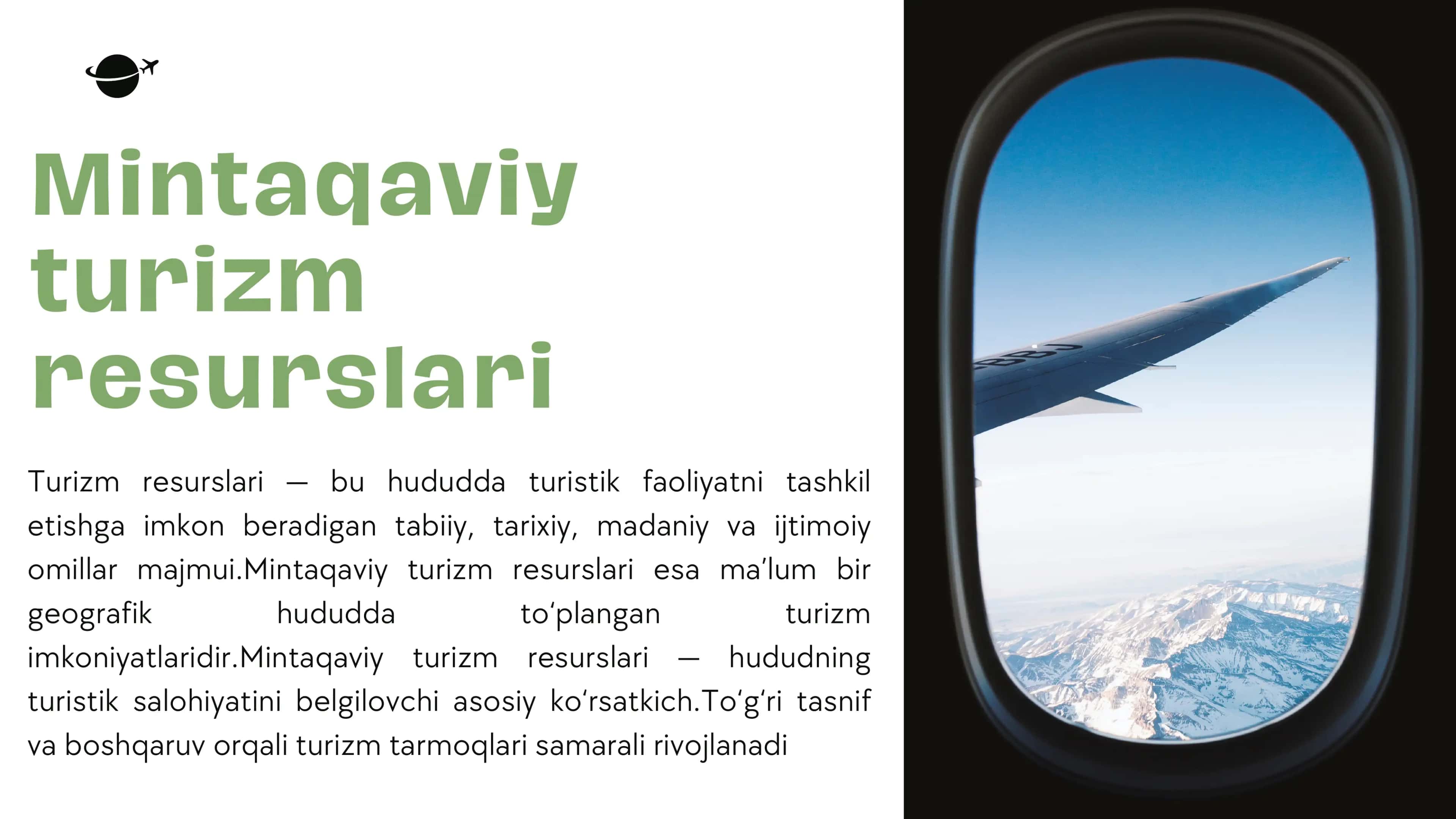 Mintaqaviy TURIZM RESURSLARI TUSHUNCHASI VA TASNI 3