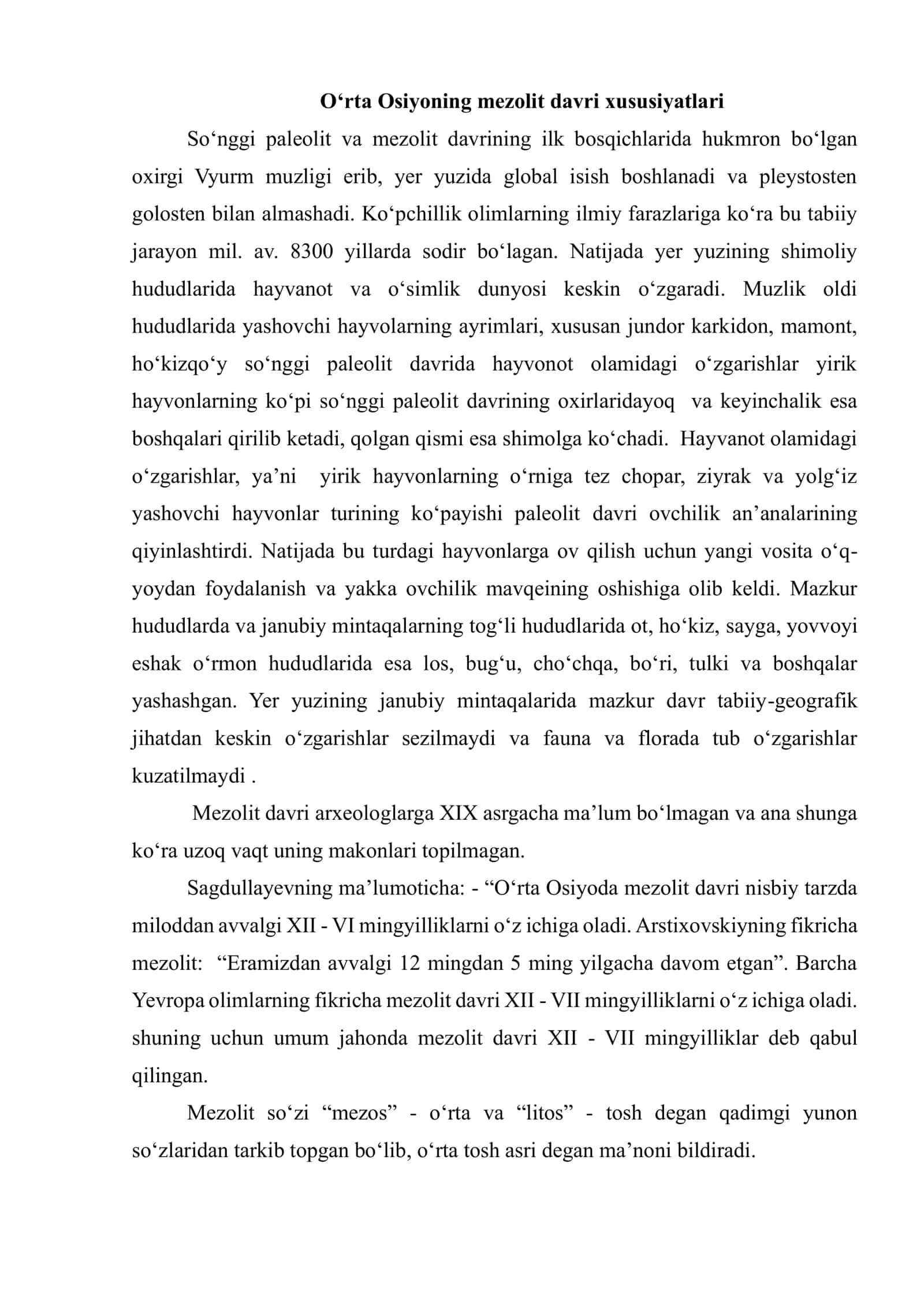O‘RTA OSIYO MEZOLIT DAVRI ARXEOLOGIYASI 3