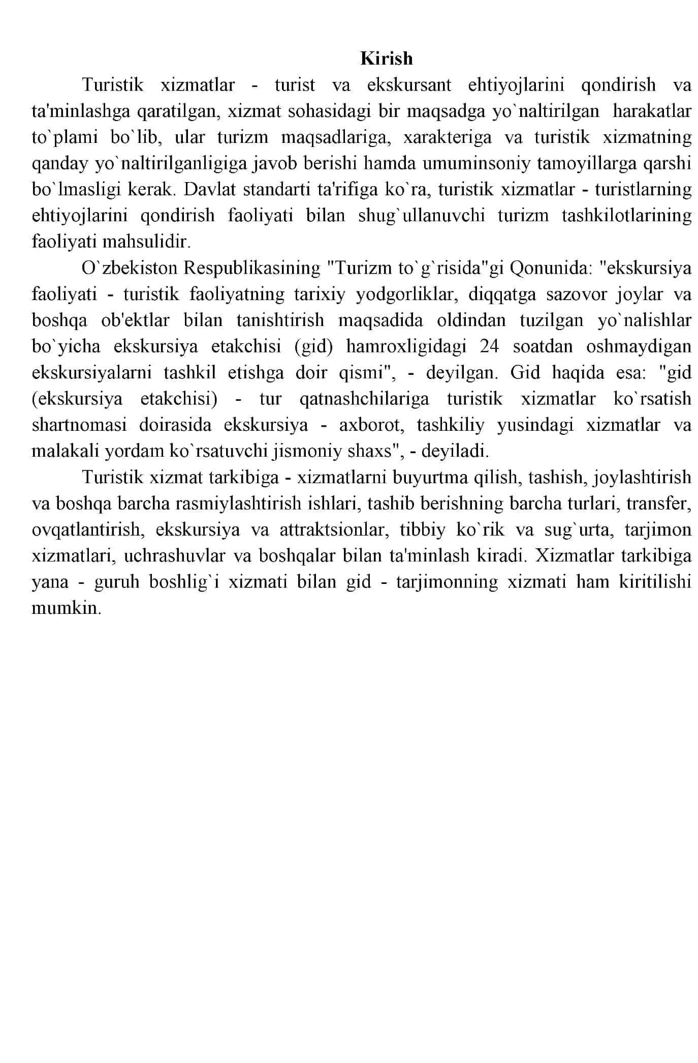 Turizm xizmatlari va mahsulotlari 3