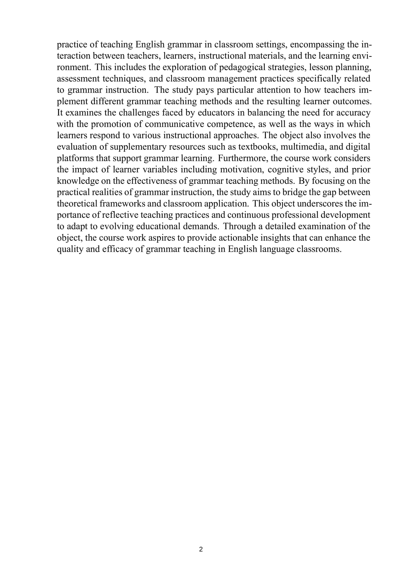 Objectives and Tasks of the Course Work 3