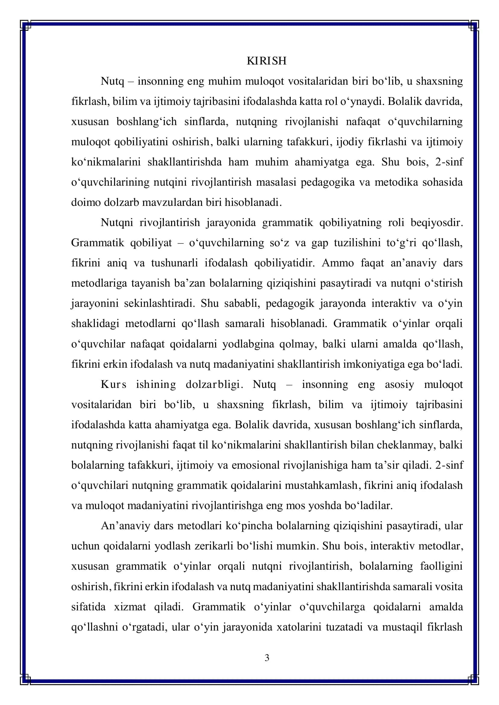 "2-sinflarda o‘quvchilarning nutqini o‘stirishda grammatik o‘yinlardan foydalanish usullari" 3