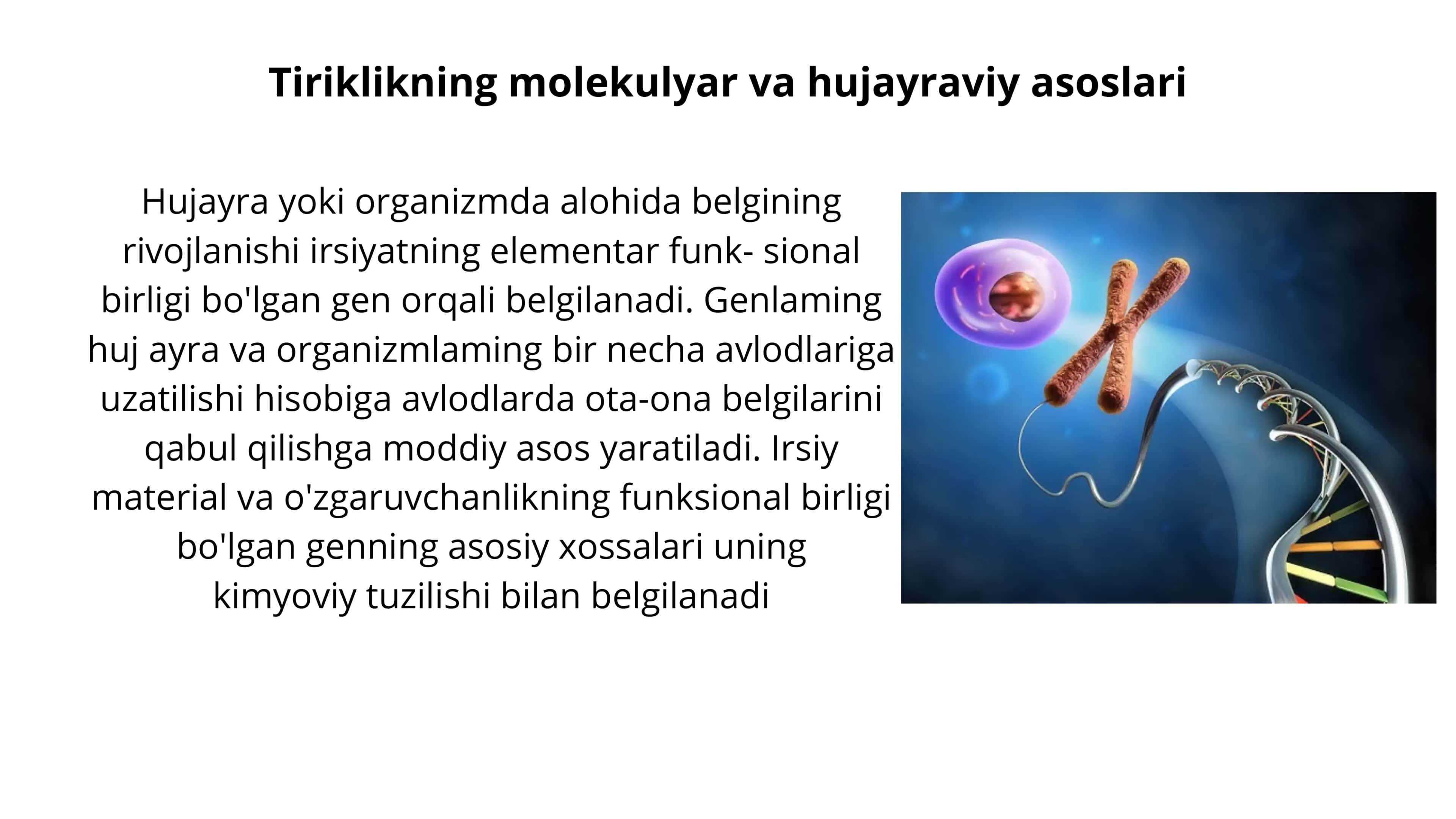 TIRIKLIKNING MOLEKULYAR ASOSLARI 3