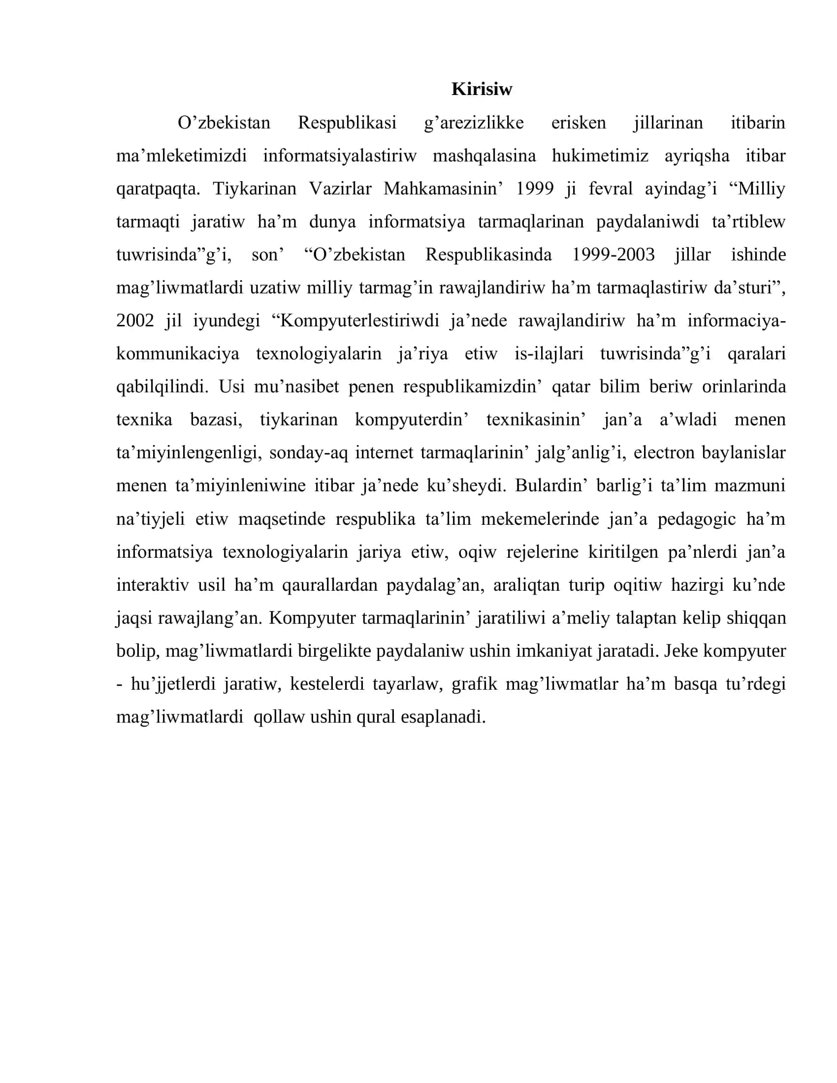 Algoritim ha’m sistemalar 3