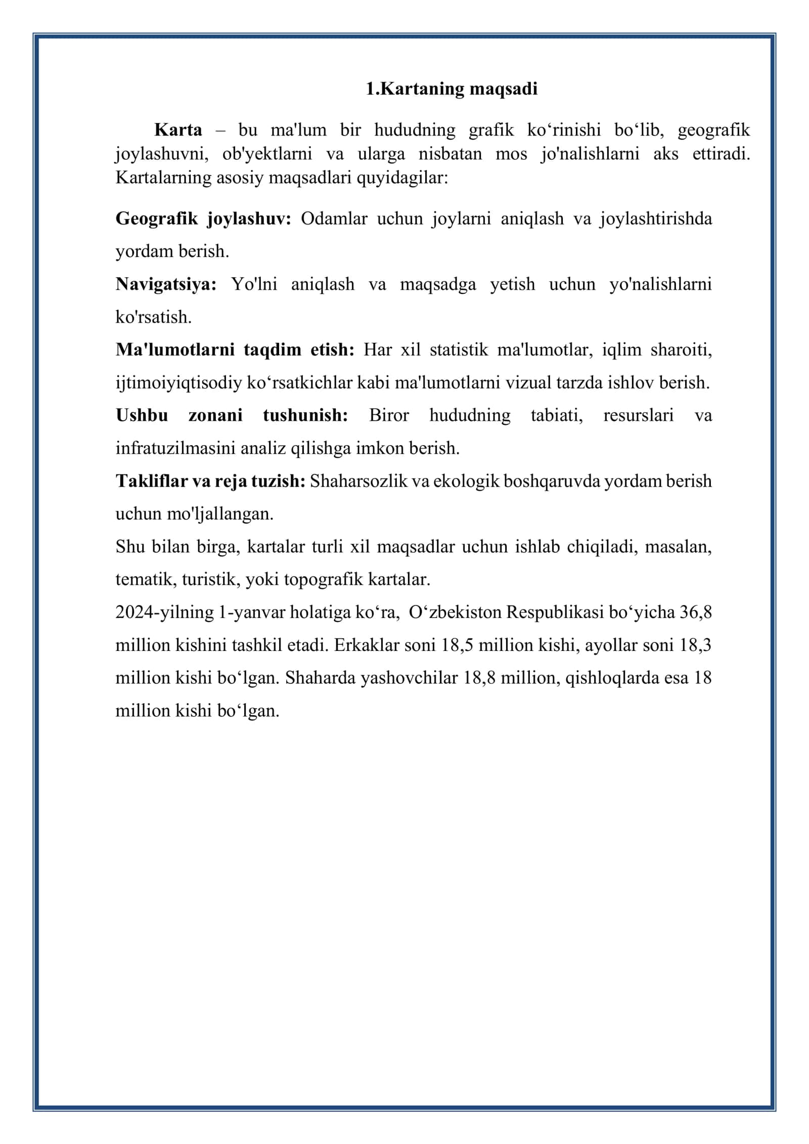 Kartani tuzish ishlarining ketma-ketligi karta dasturini yaratish 3