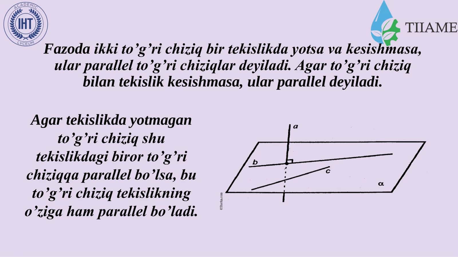 Tekislikning parallel va perpendikulyarligi 3
