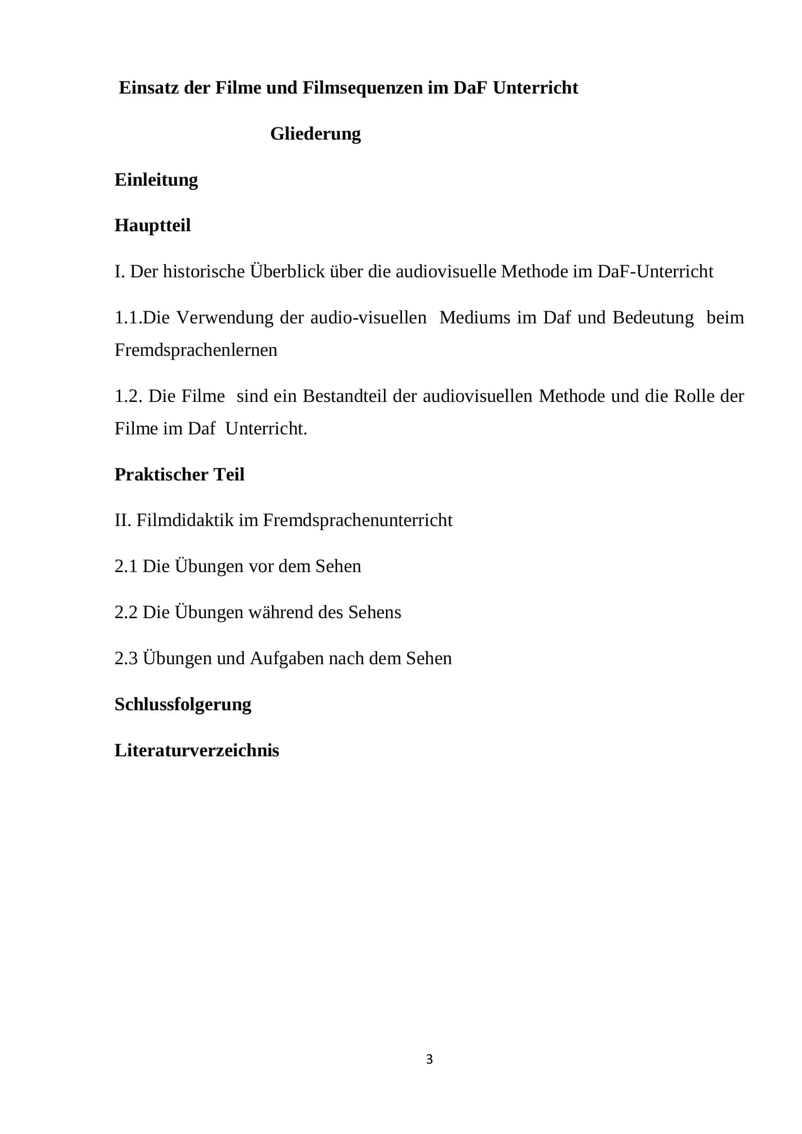 Einsatz der Filme und Sequenzen im DaF 3