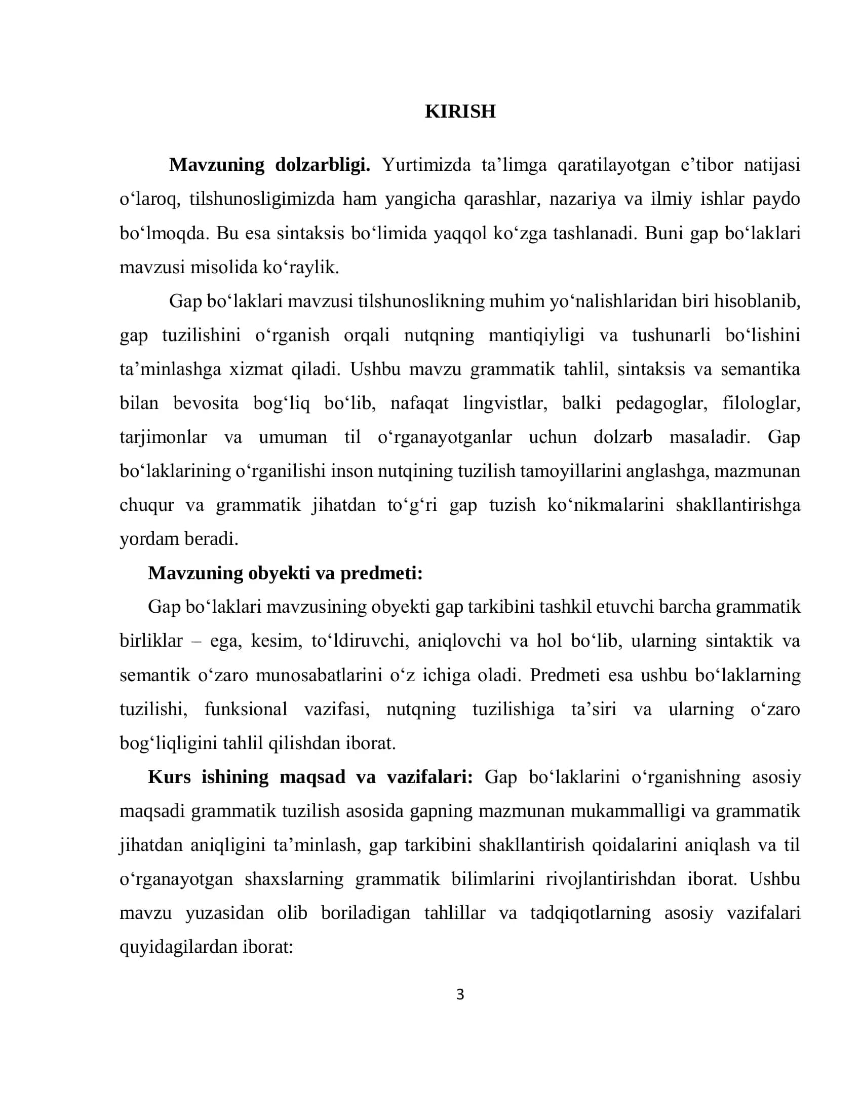 GAP BO‘LAKLARI TASNIFI 3