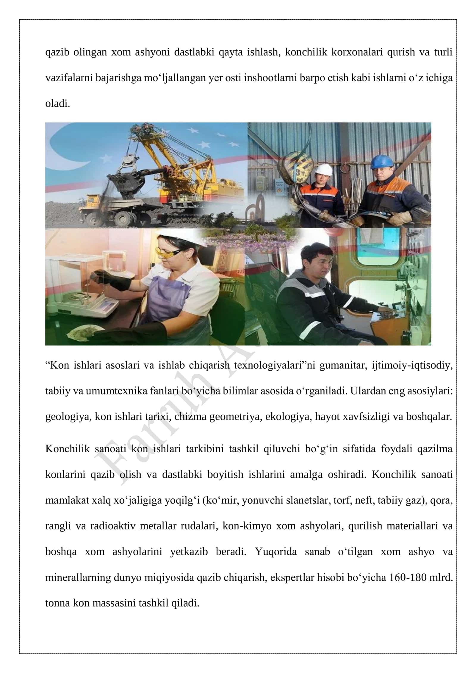O’zbekistonda konchilik sanoatining o’rni va ahamiyati 3