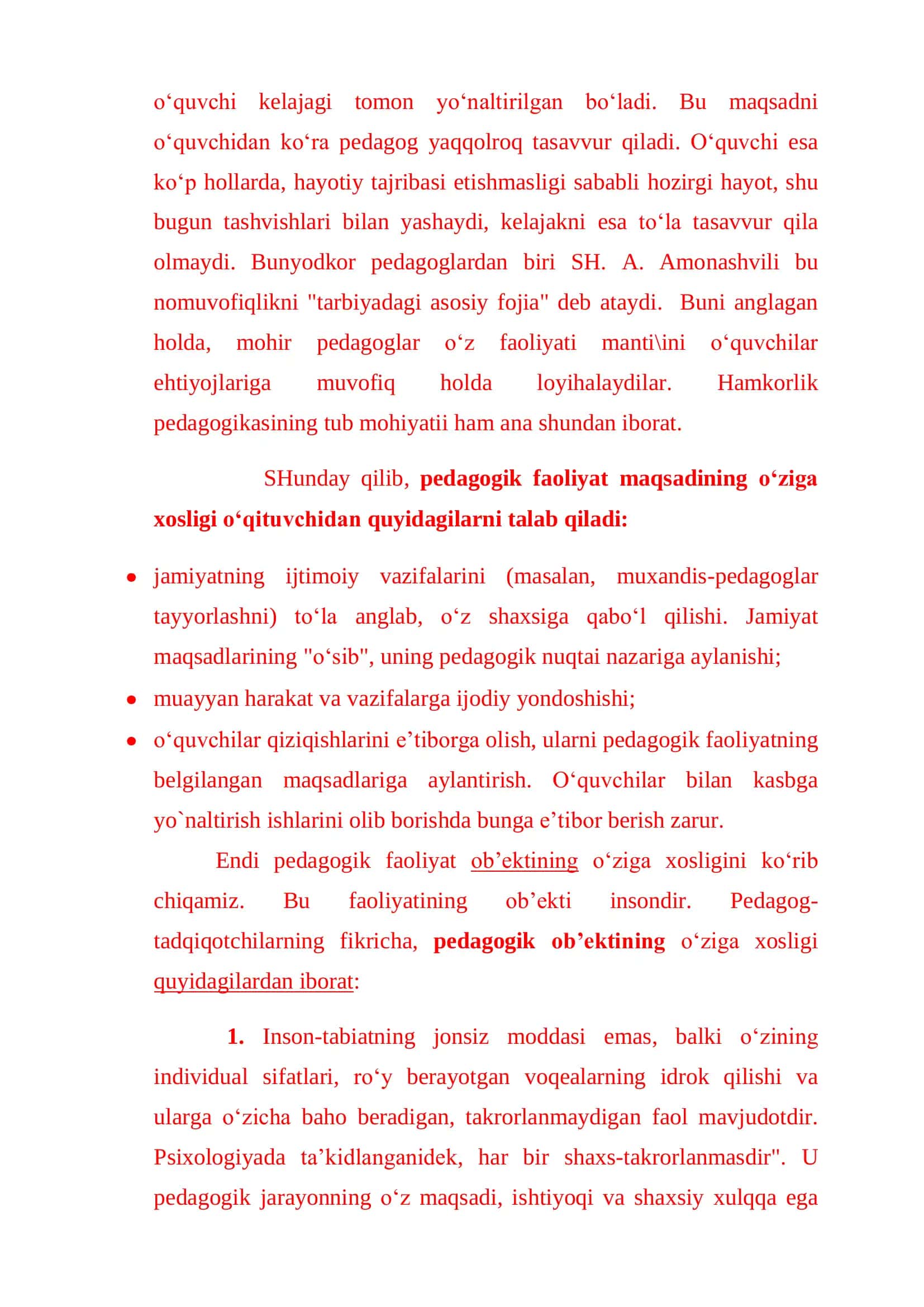 Pedagogik kasbiy faoliyat, uning ob'ektalri 3