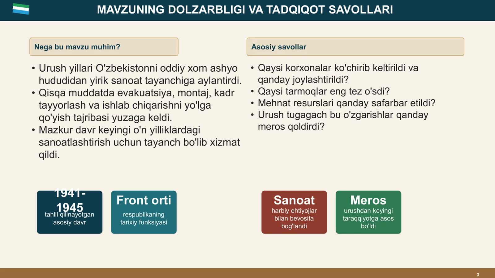 IKKINCHI JAHON URUSHI YILLARIDA O'ZBEKISTON SANOATI 3
