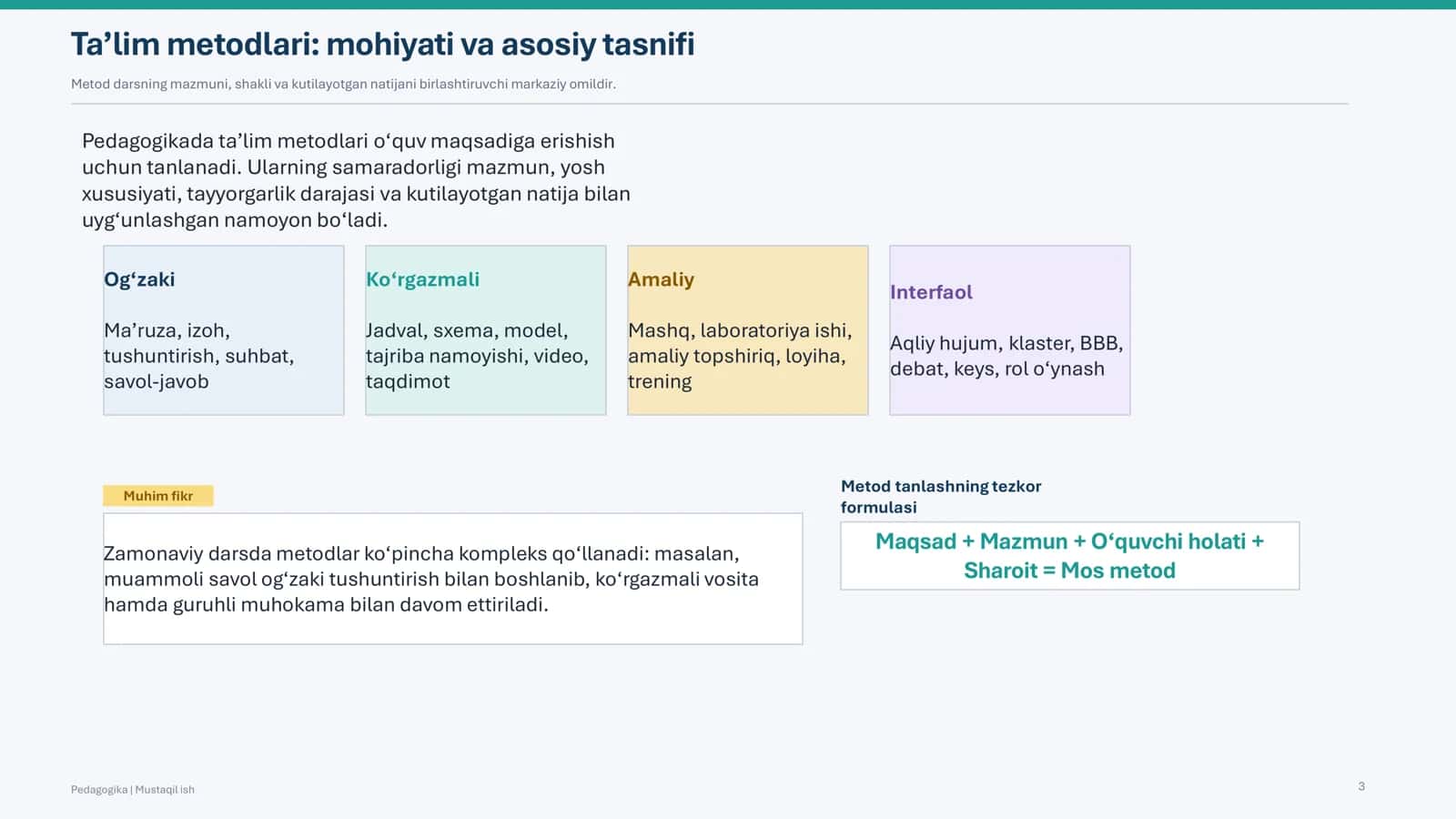 Ta’lim metodlari va vositalari 3