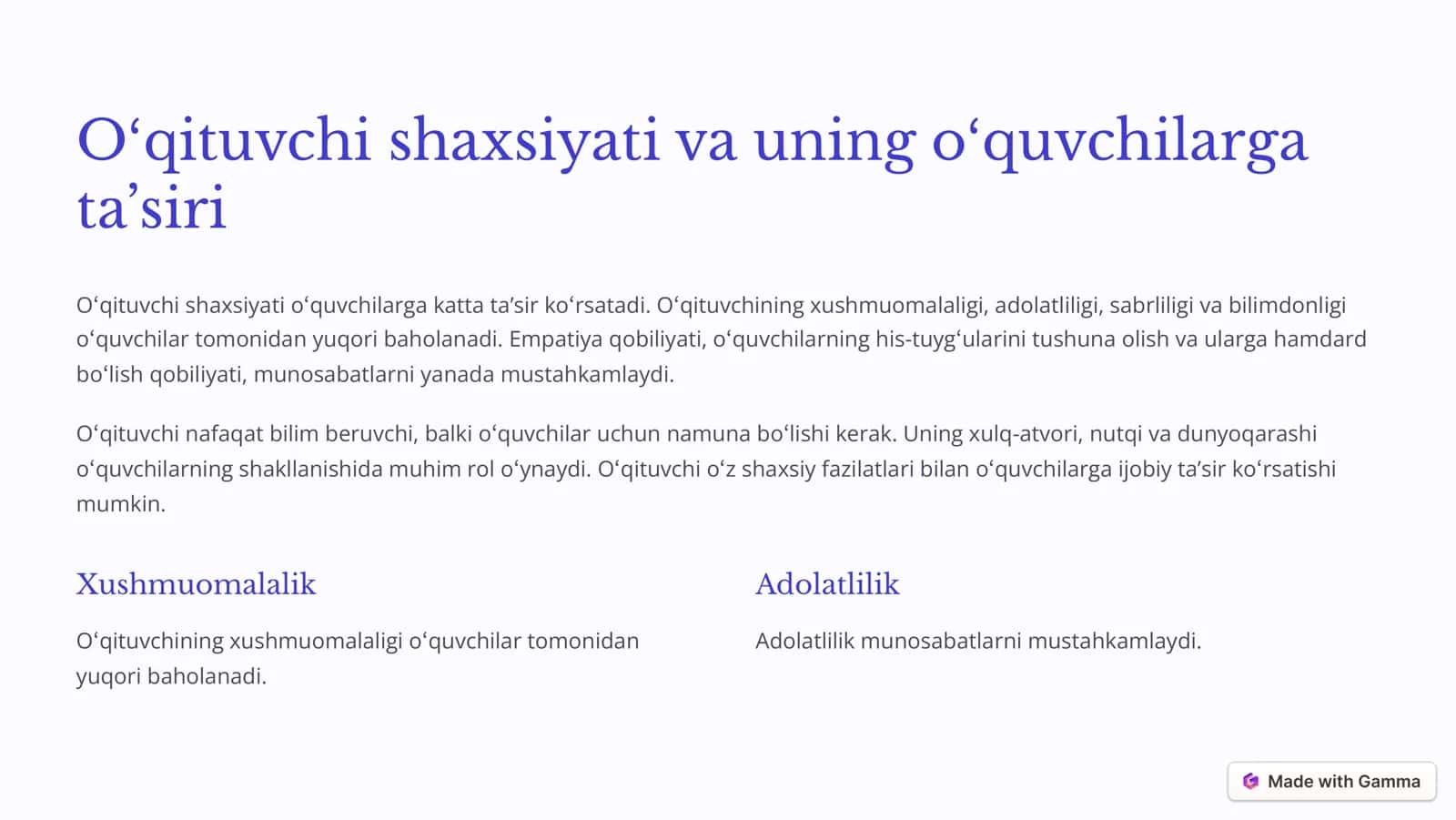 Psixologik munosabatlar 3