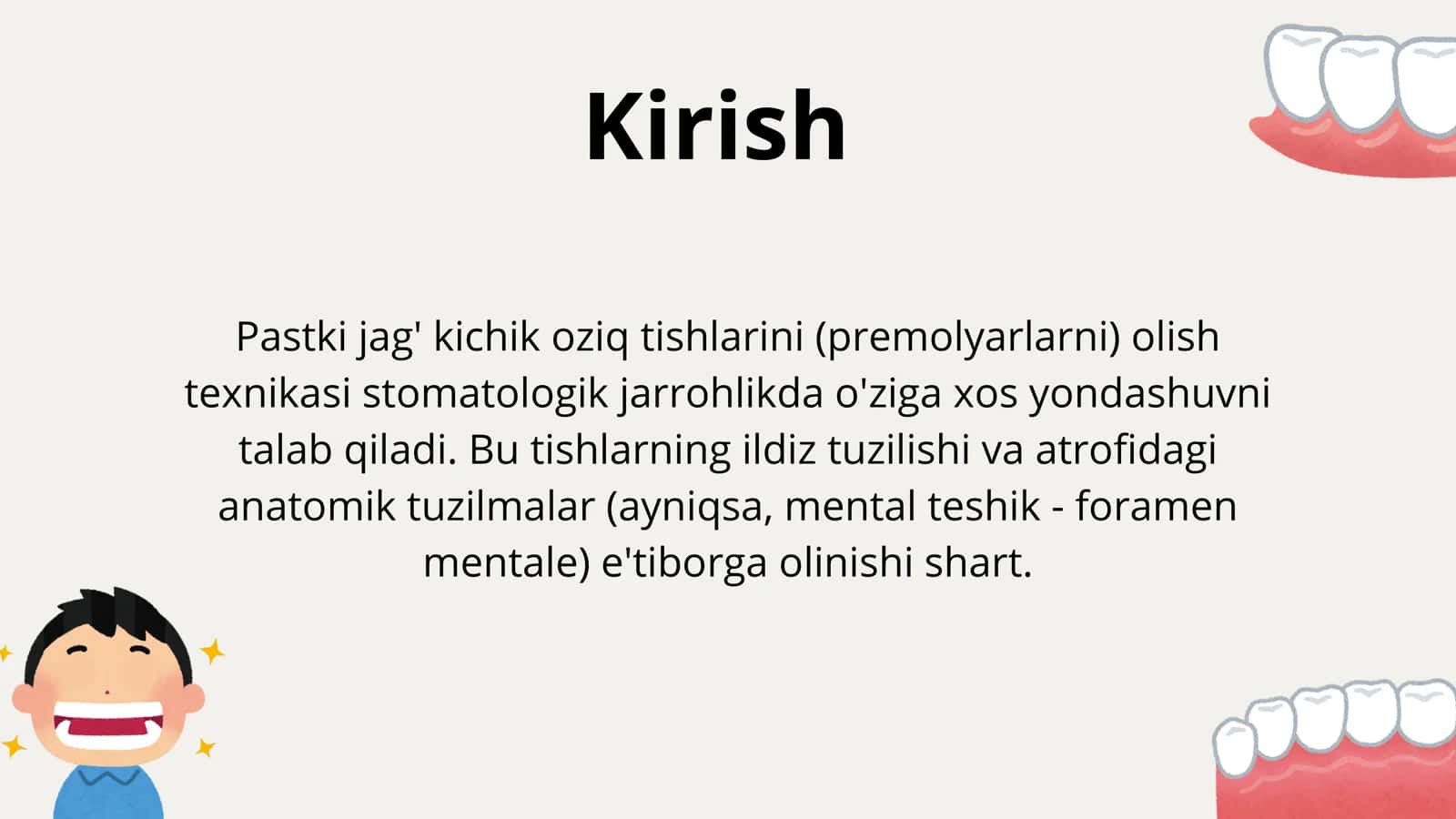 Pastki jagʻ kichik oziq tishlarni olish texnikasi 3