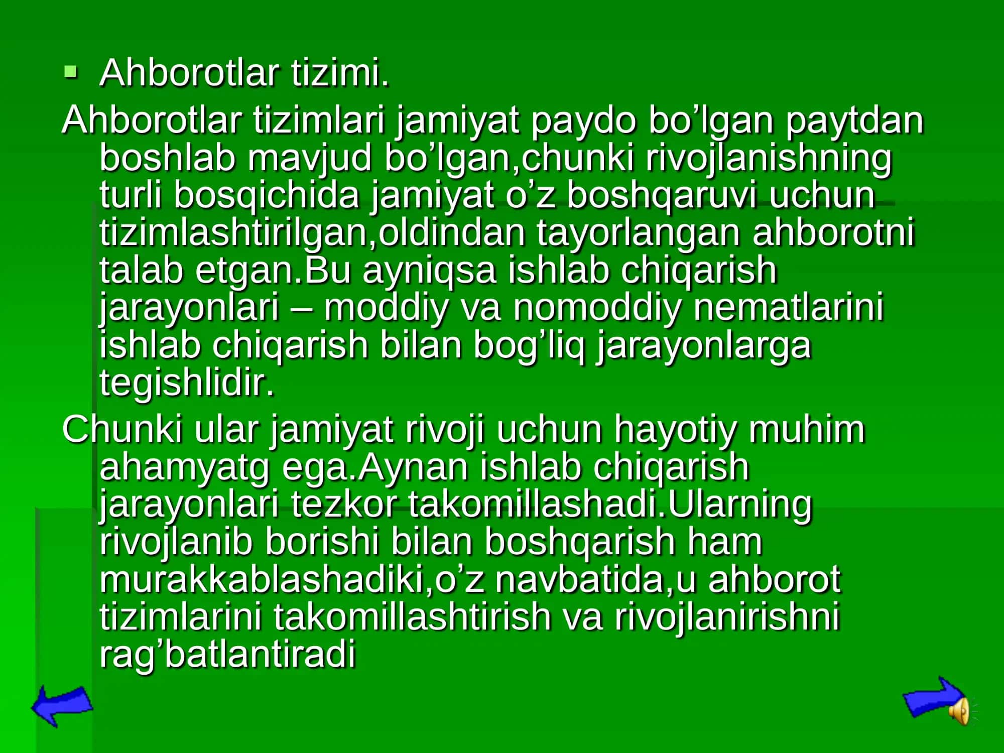 "INFORMATIKA VA AXBOROT TEXNOLOGIYALARI" slaydi 3