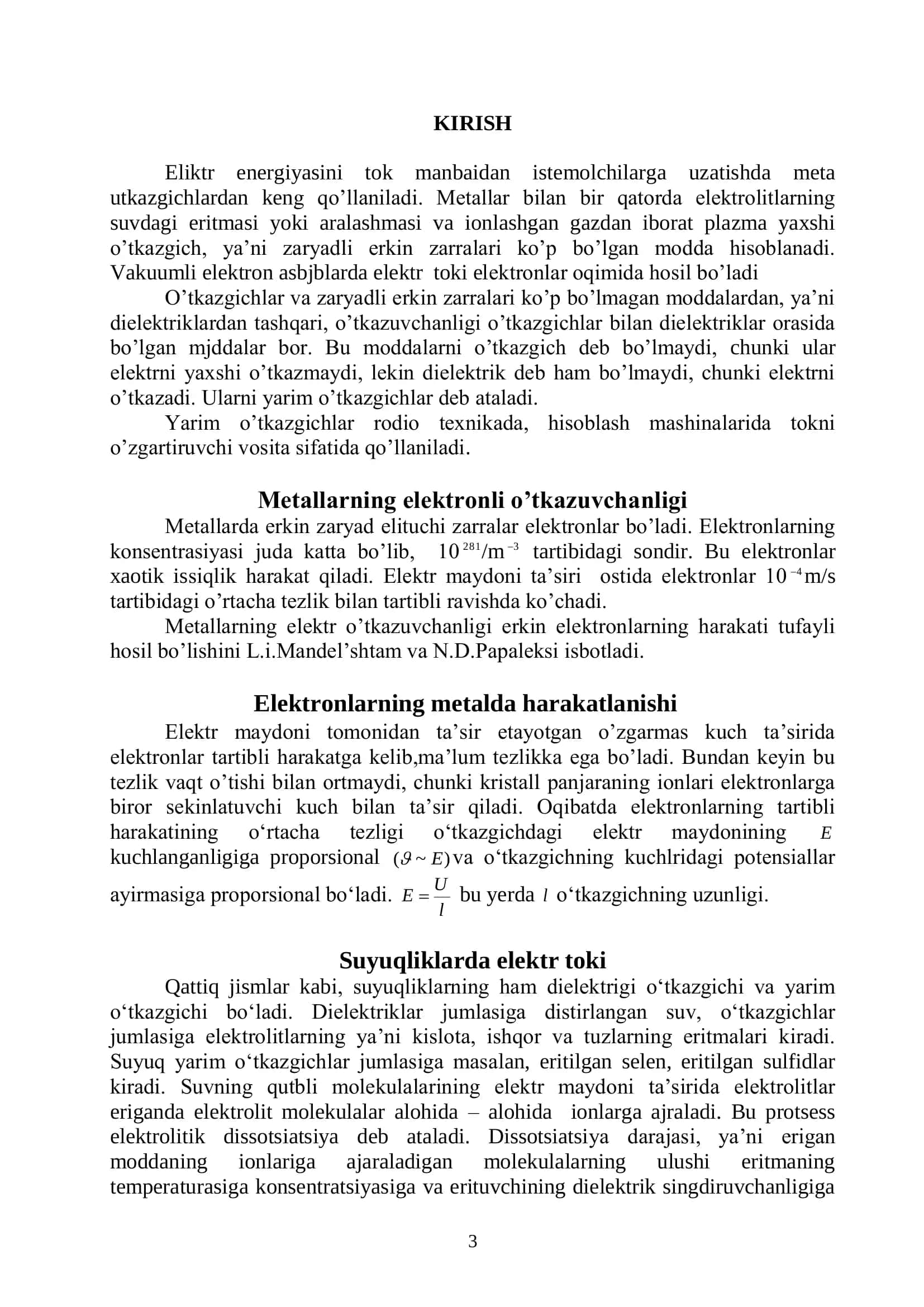 TURLI MUHITLARDAN ELEKTR TOKI O’TISHI 3