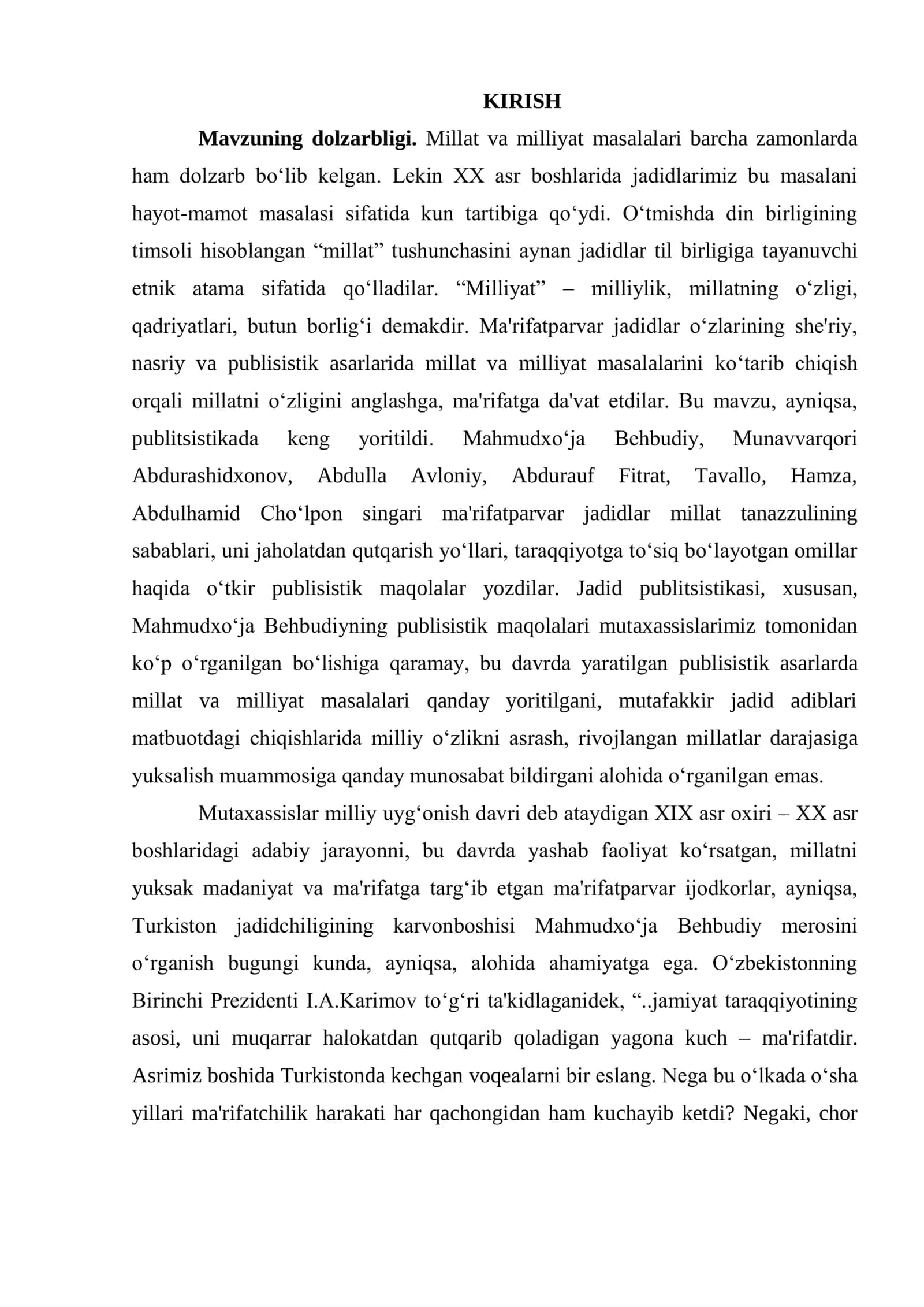 MAHMUDXO‘JA BEHBUDIY PUBLITSISTIKASIDA MILLAT VA MILLIYAT MASALALARINING YORITILISHI 3