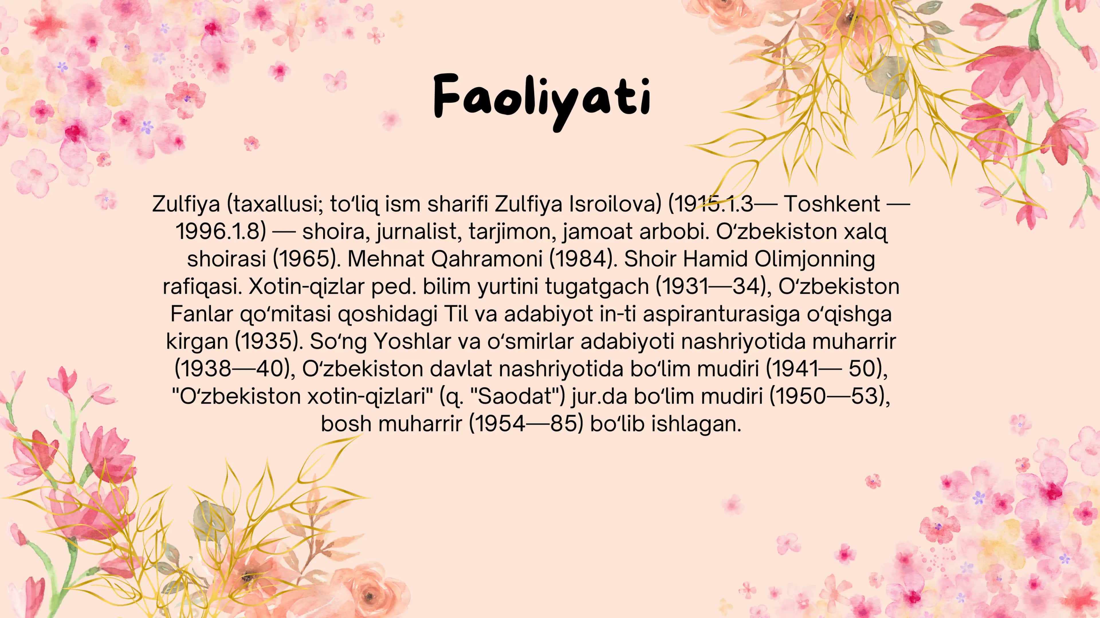 Zulfiya hayoti va ijodi 3