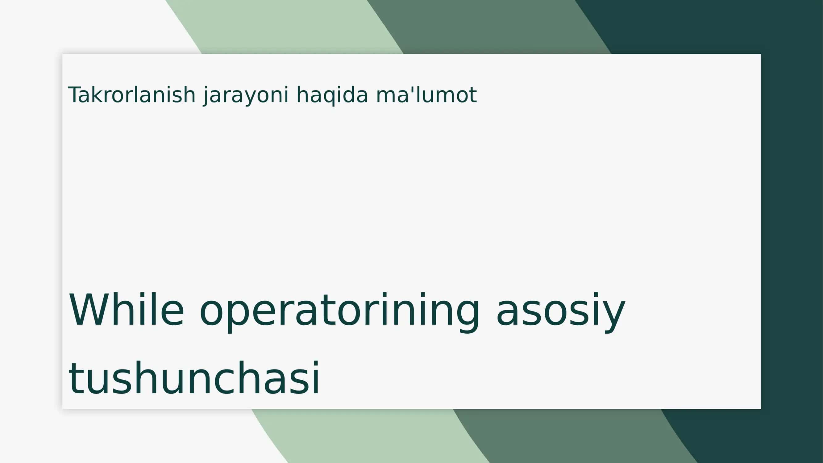 While operatorining qo'llanilishi 3