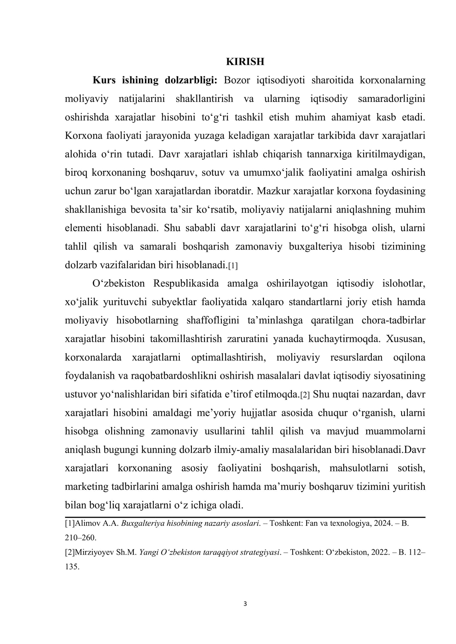 Davr Xarajatlari hisobi 3