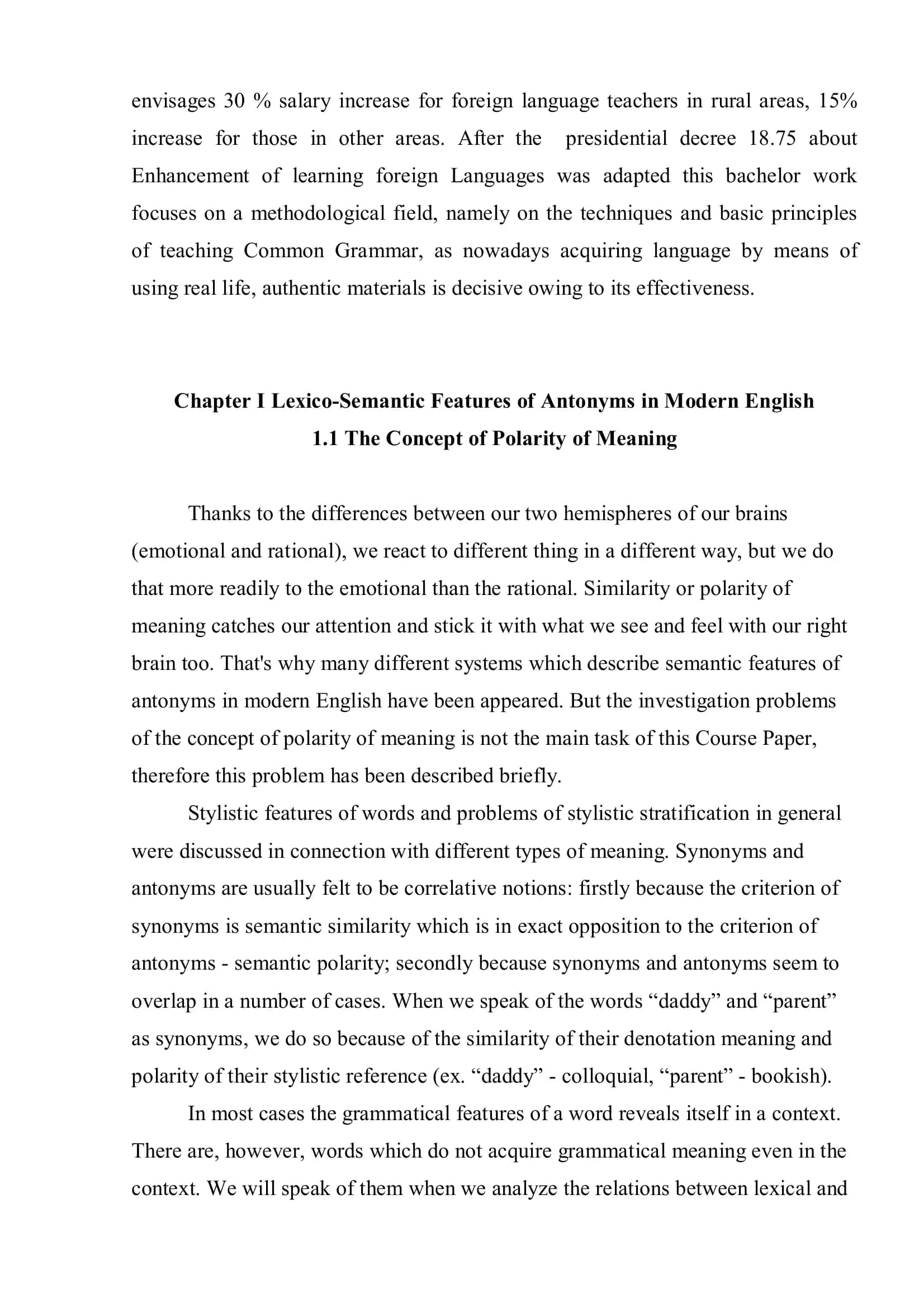 LEXICO – SEMANTIC FEATURES OF ANTONYMS IN MODERN ENGLISH 3